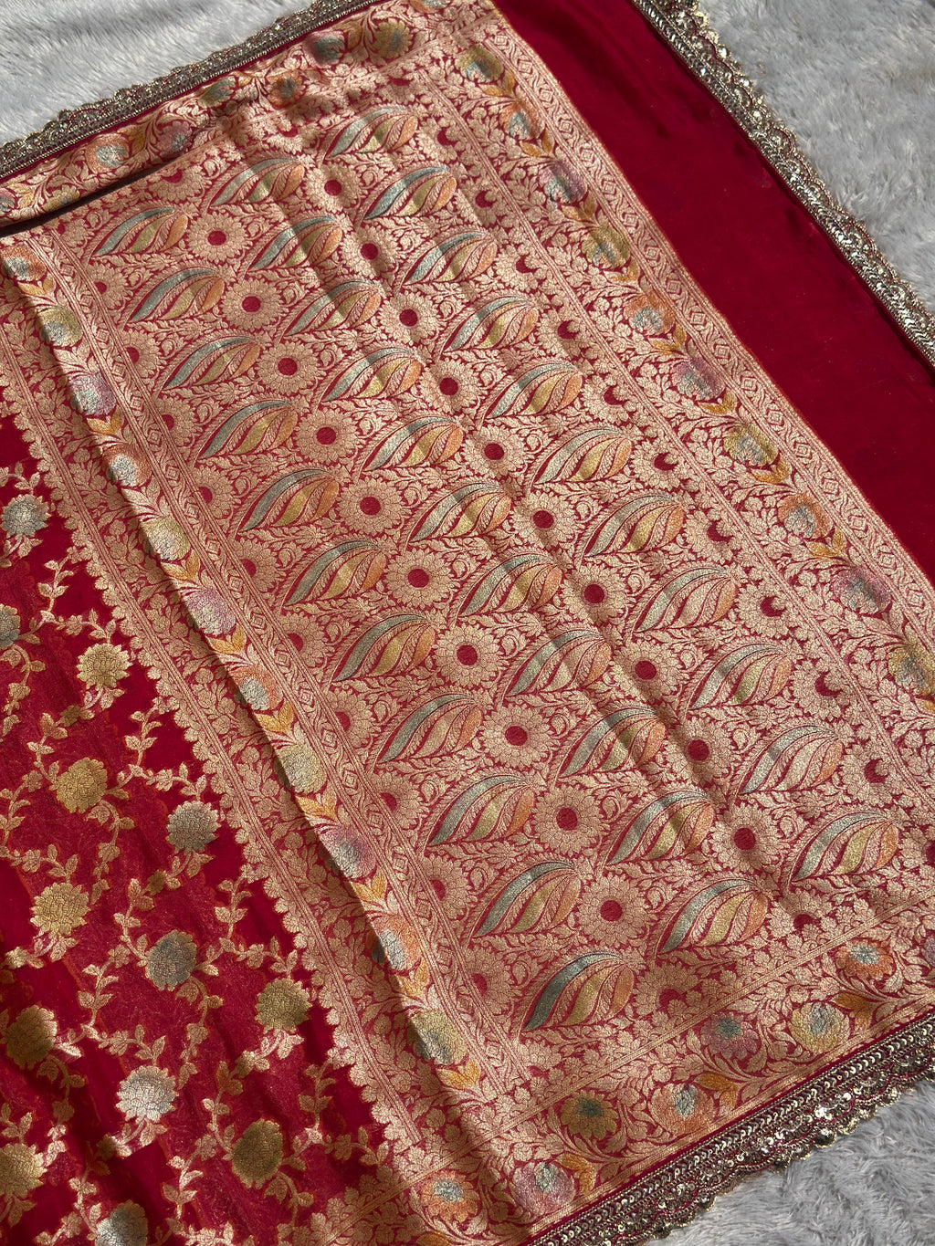 Pink Khaddi Georgette Banarasi Silk Saree