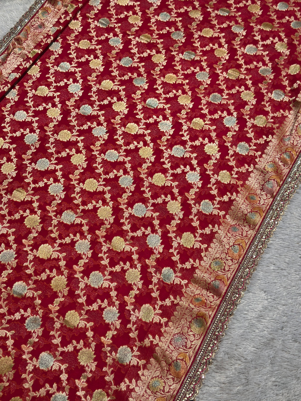 Pink Khaddi Georgette Banarasi Silk Saree