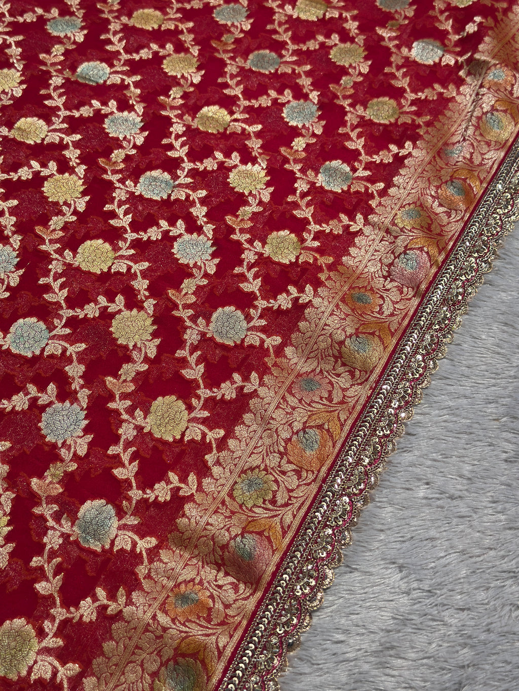 Pink Khaddi Georgette Banarasi Silk Saree