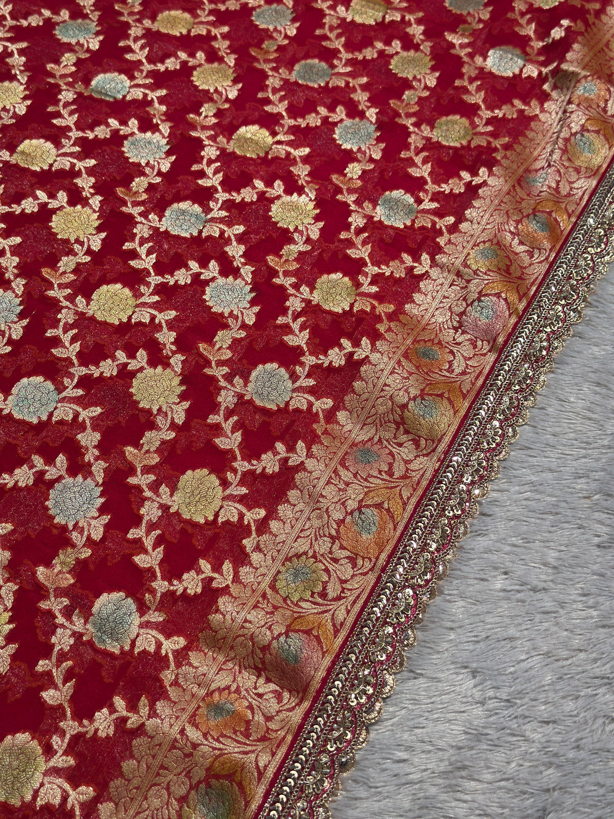 Pink Khaddi Georgette Banarasi Silk Saree