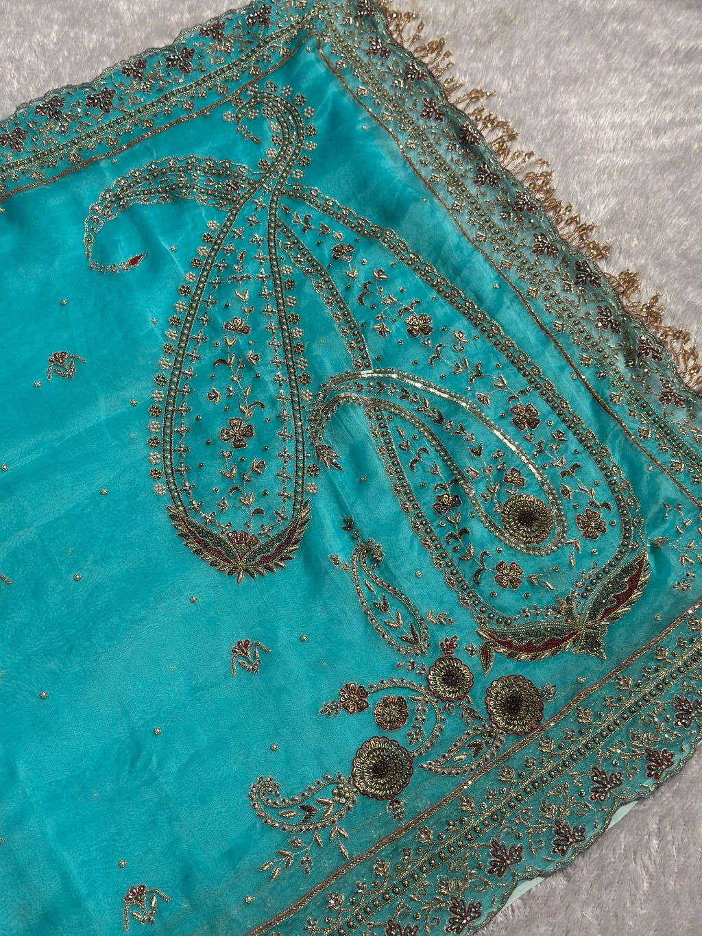 Pure Kora Blue Silk Saree