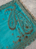 Pure Kora Blue Silk Saree