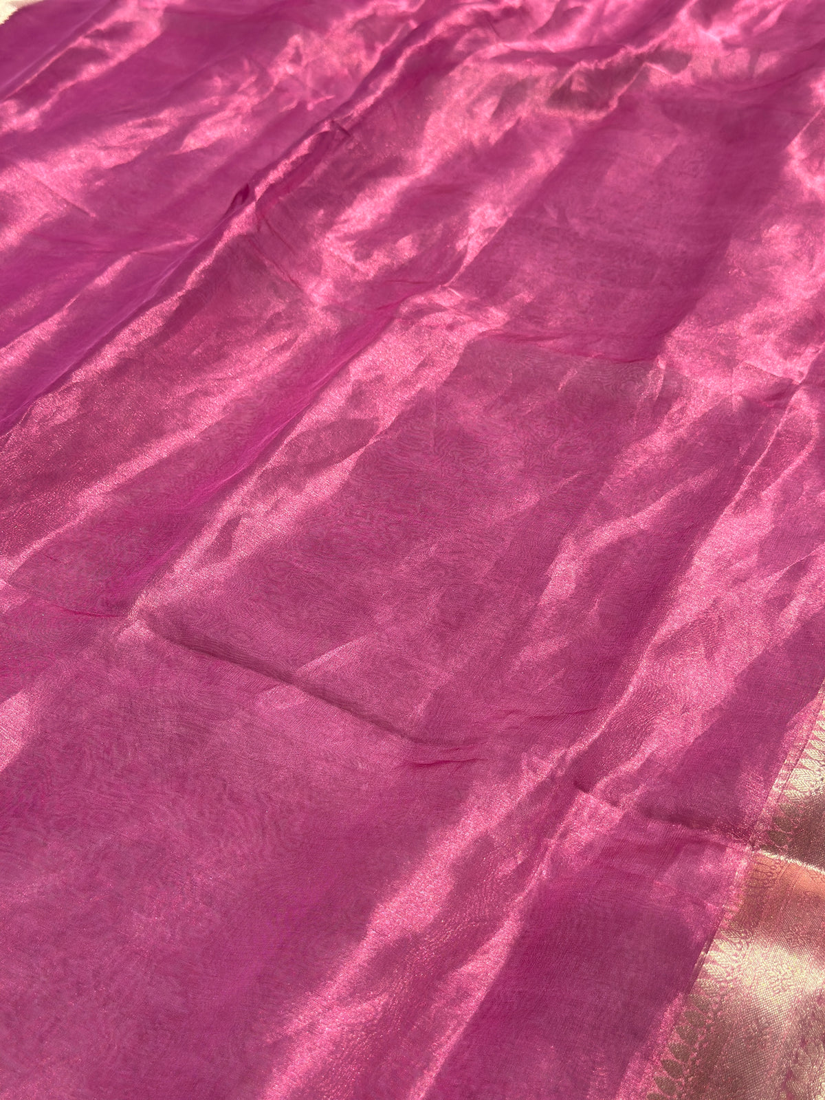 Saundarya Baby Pink Banarasi Tissue Saree