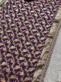 Purple Khaddi Georgette Banarasi Silk Saree