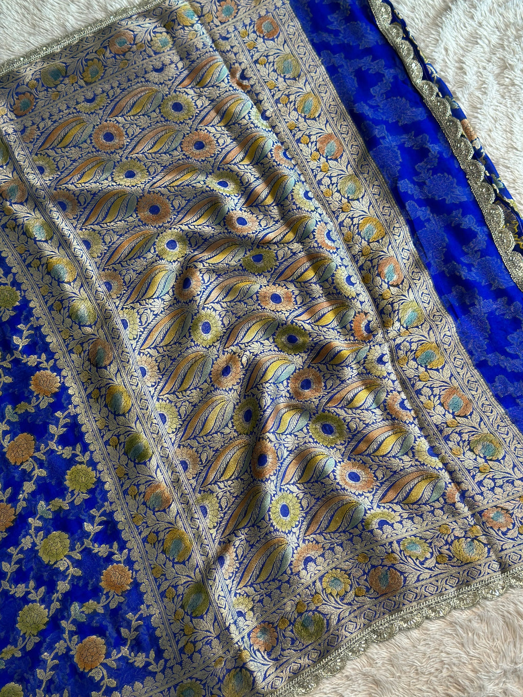 Blue Khaddi Georgette Banarasi Silk Saree