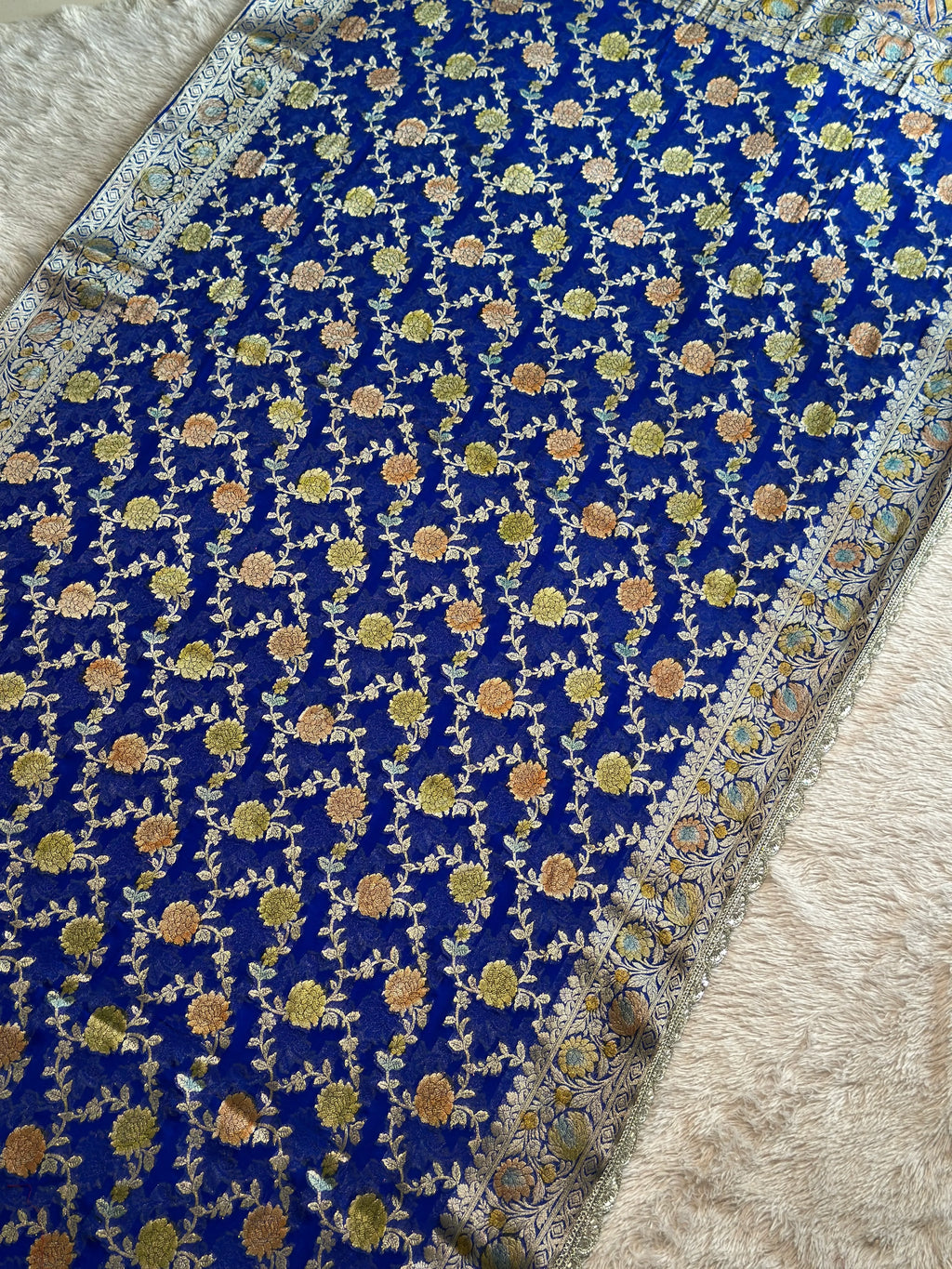 Blue Khaddi Georgette Banarasi Silk Saree