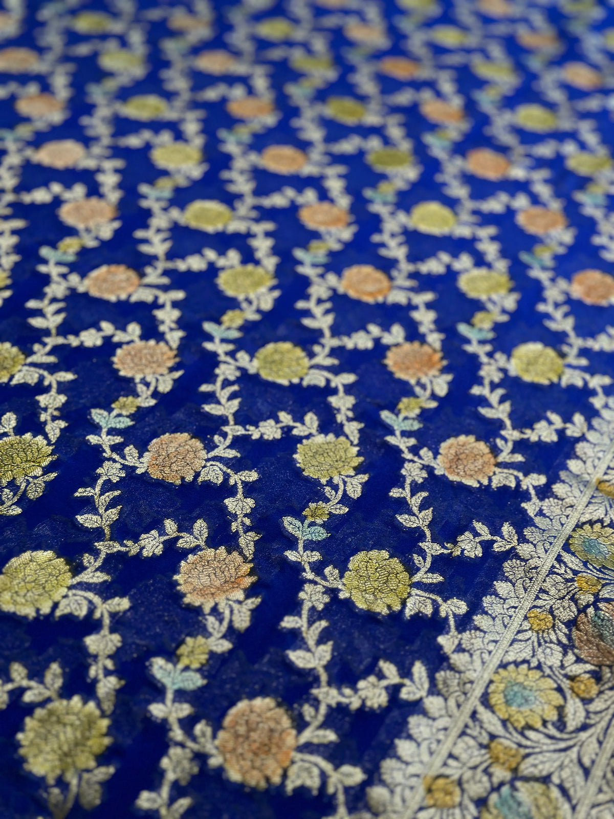 Blue Khaddi Georgette Banarasi Silk Saree