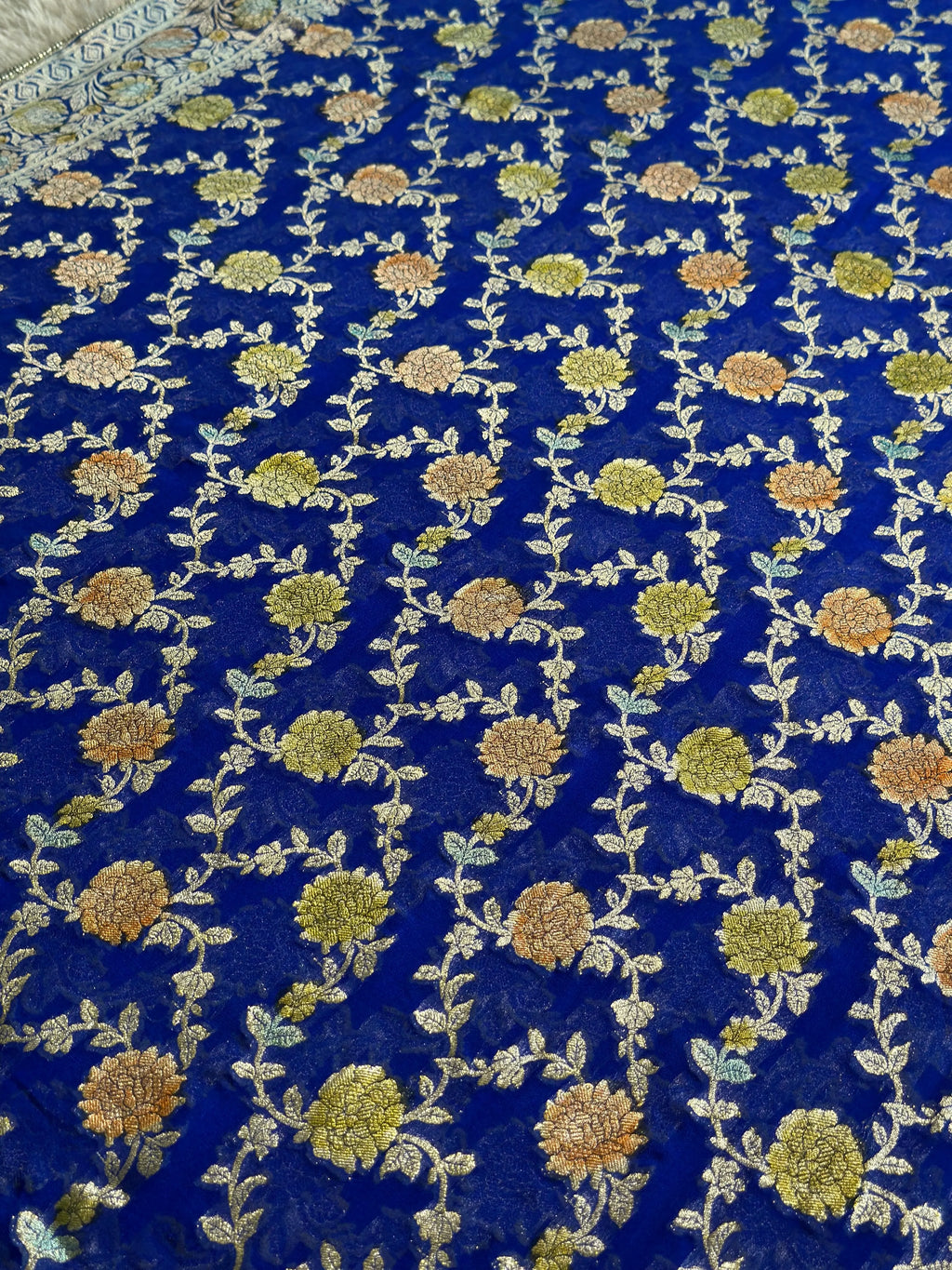Blue Khaddi Georgette Banarasi Silk Saree