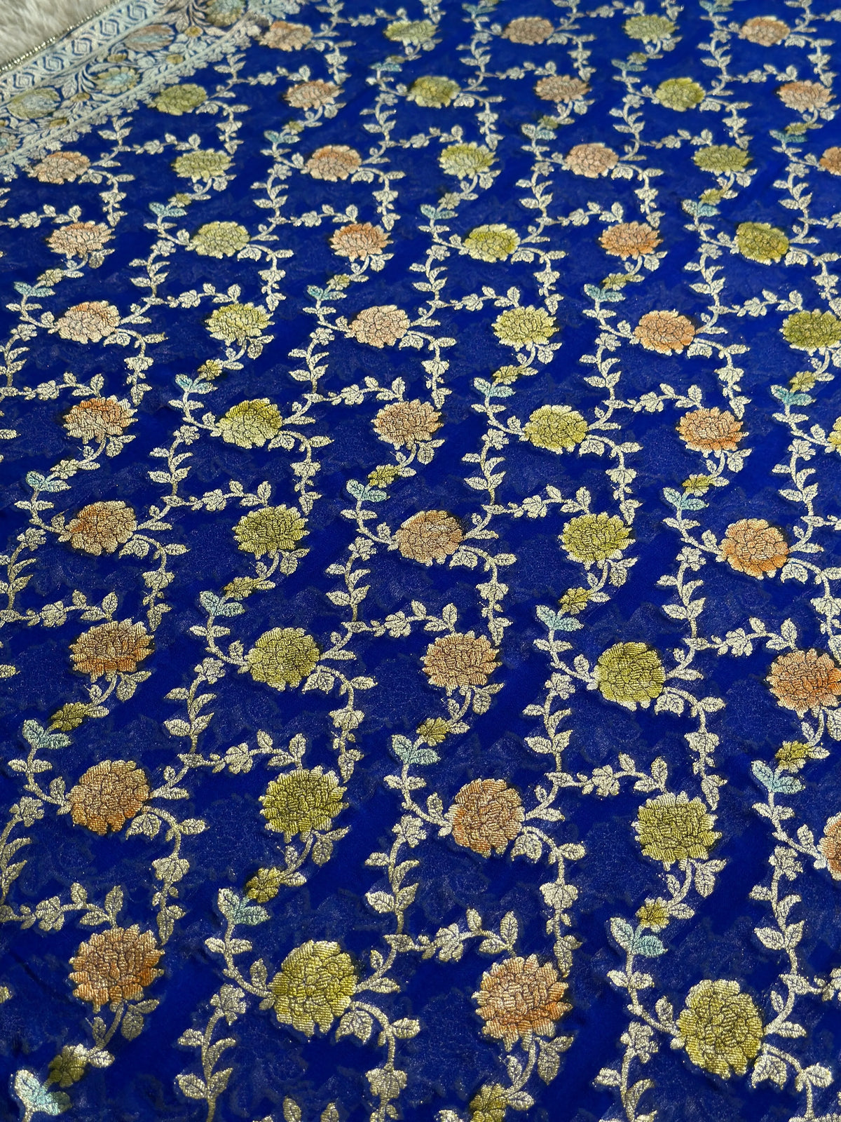 Blue Khaddi Georgette Banarasi Silk Saree