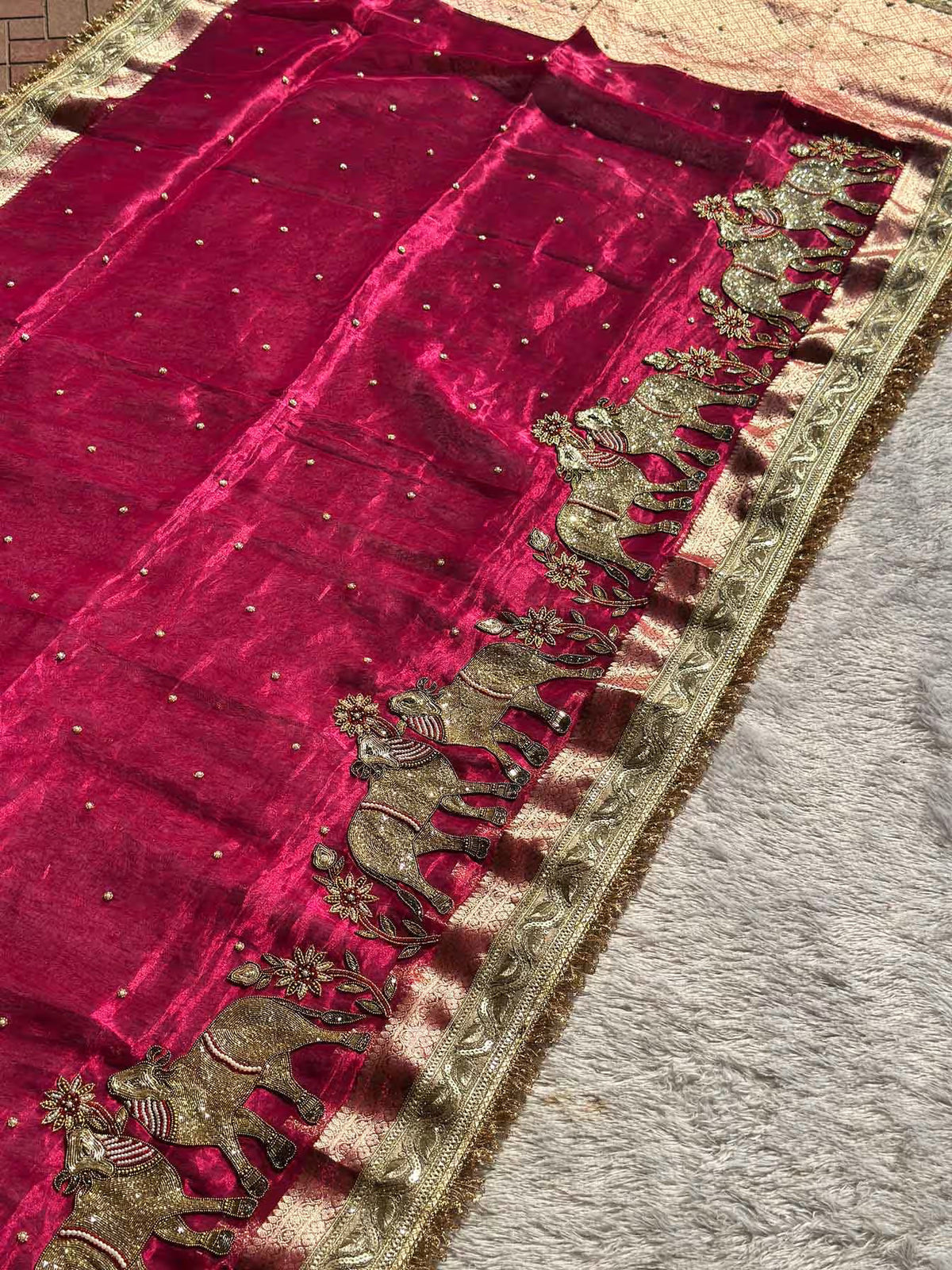 Gajanandi Pink Banarasi Silk Saree - RV Couture 24