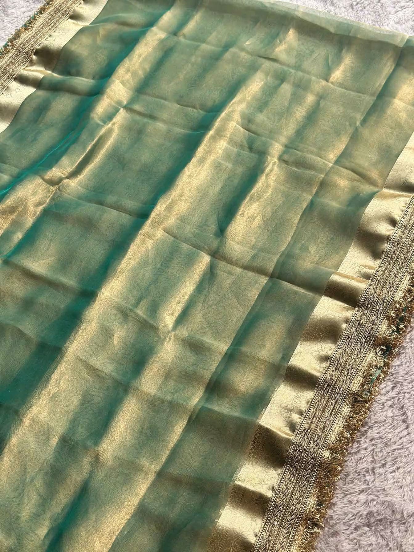 Paramparik Jari Teal Green Banarasi Silk Saree - RV Couture 24