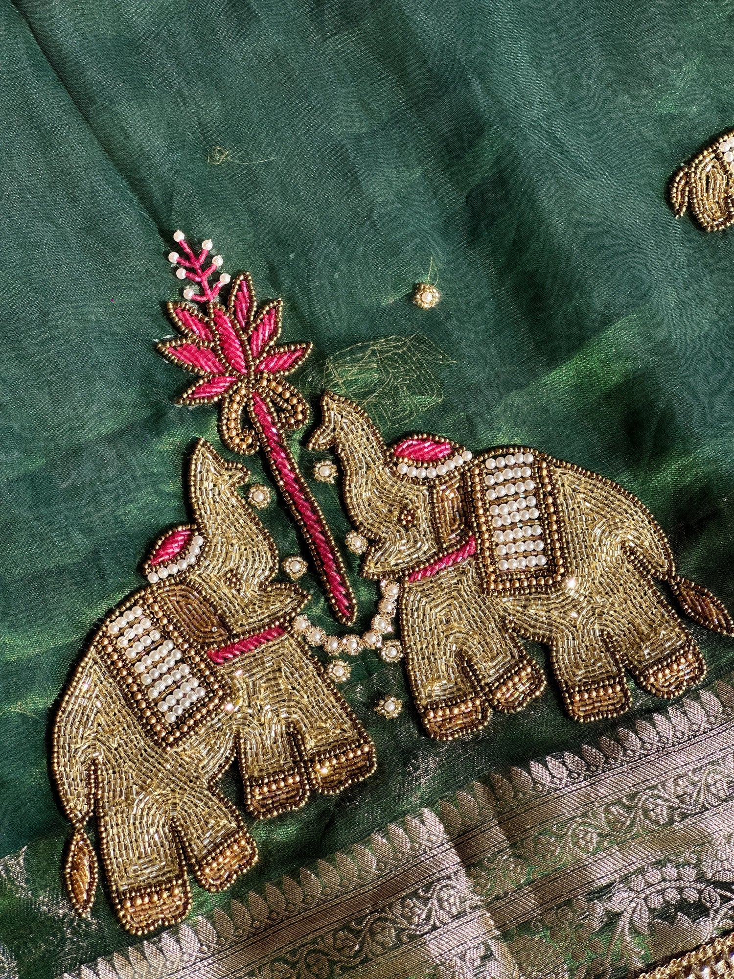 Suvarna Hatti Green Banarasi Silk Saree - RV Couture 24