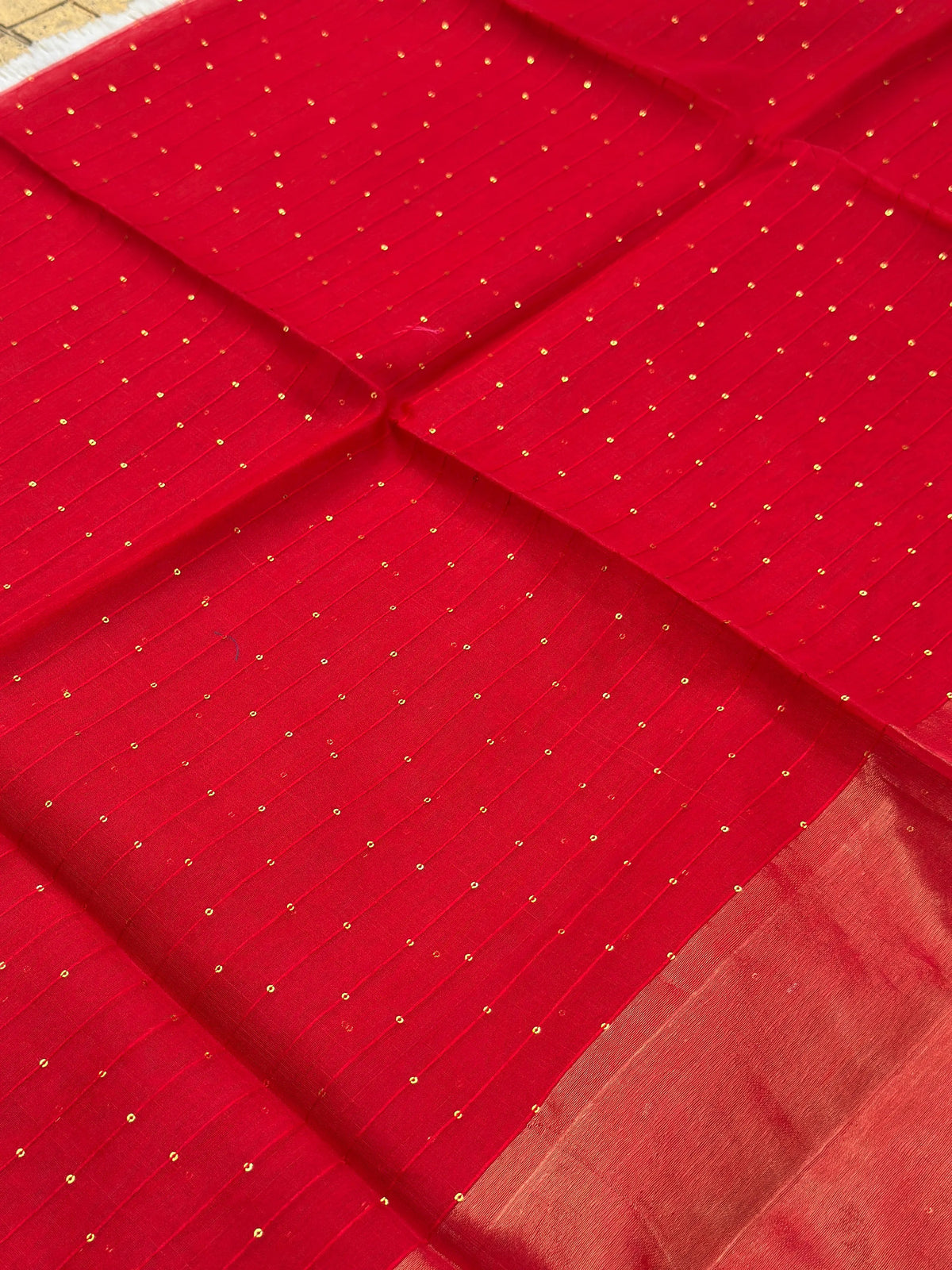 Red Jamdani Saree with Deer Motif - RV Couture 24