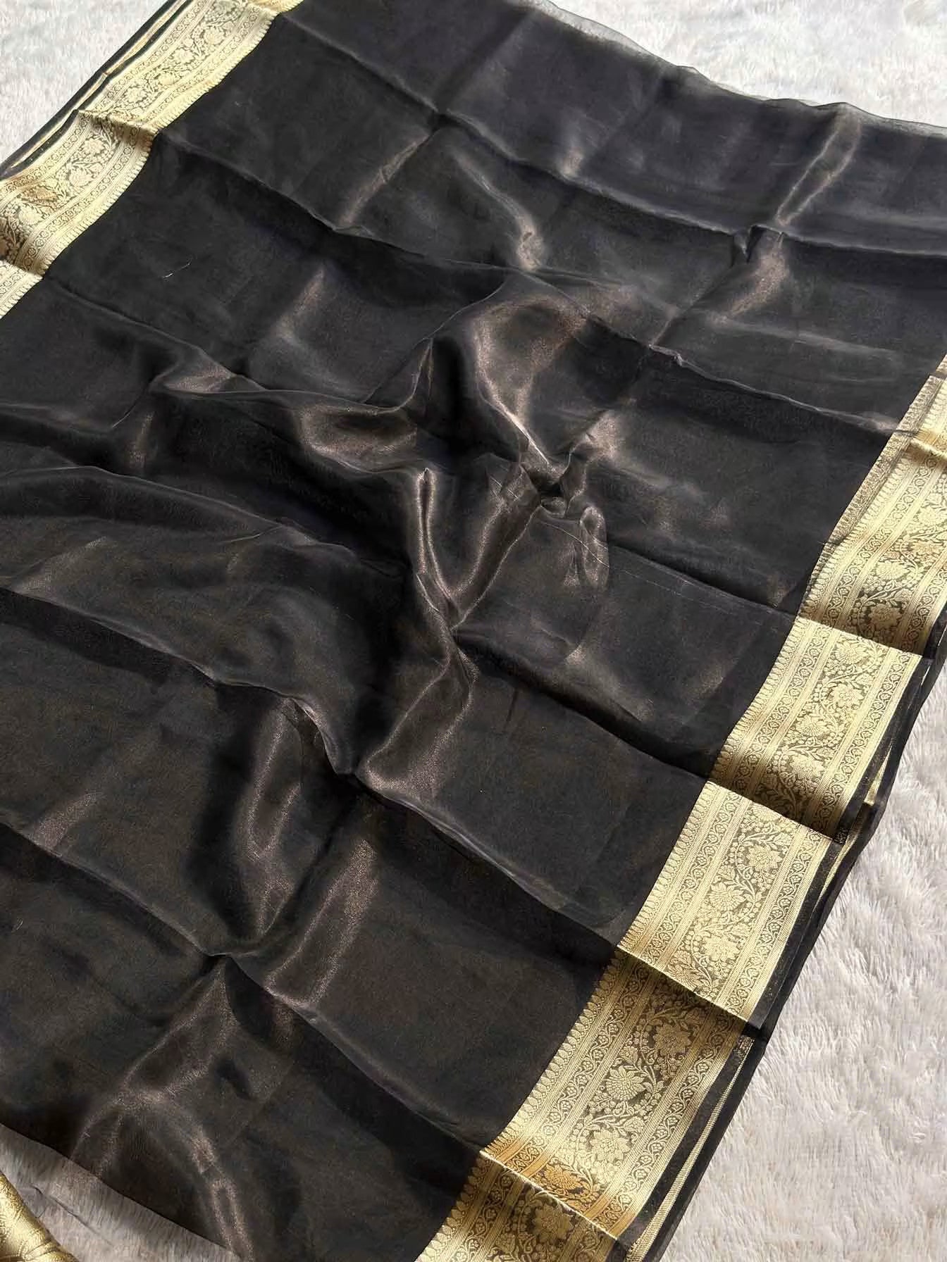 Black Banarasi Silk Saree - RV Couture 24