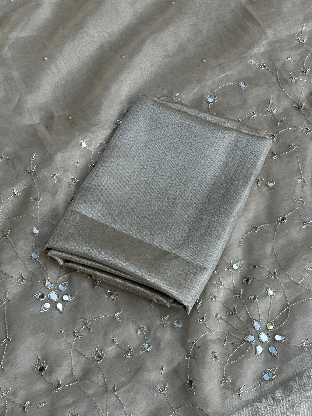 Pushpanjali Silver Banarasi Silk Saree - RV Couture 24