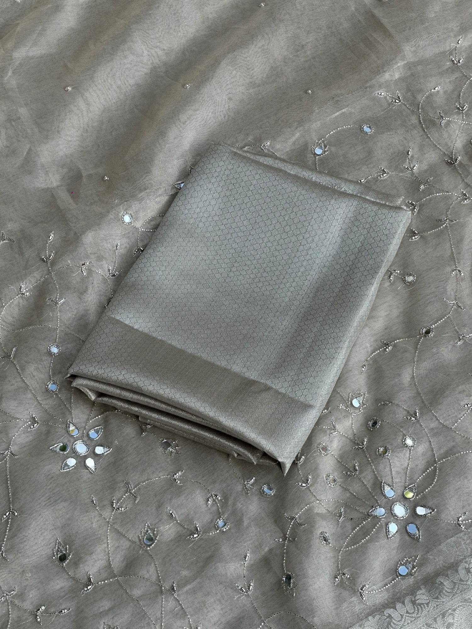 Pushpanjali Silver Banarasi Silk Saree - RV Couture 24