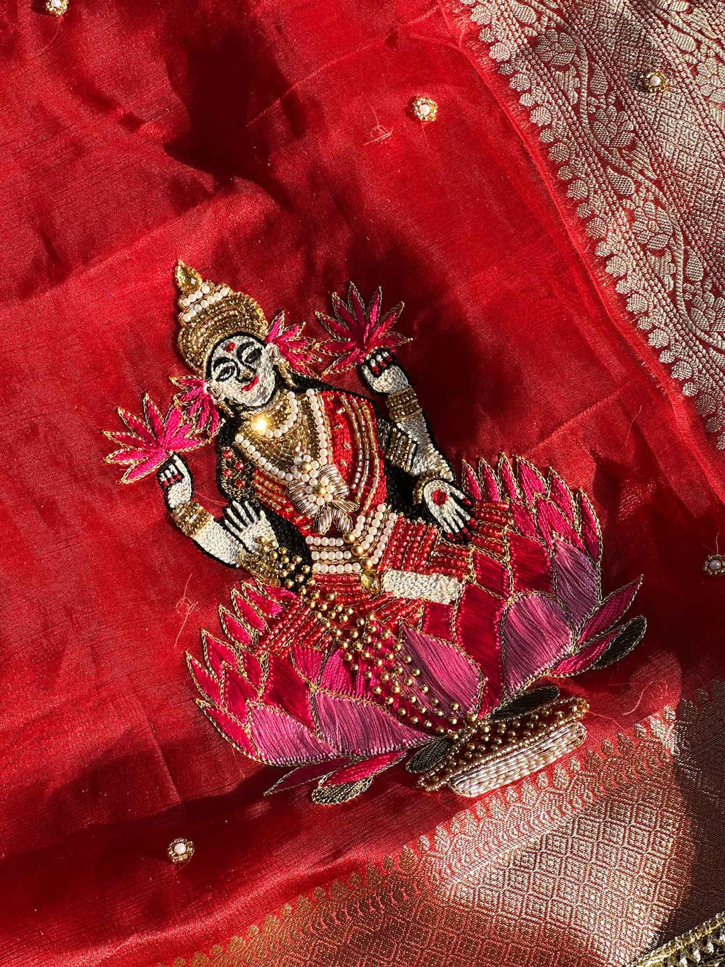 Shree Laxmi Red Banarasi Silk Saree - RV Couture 24