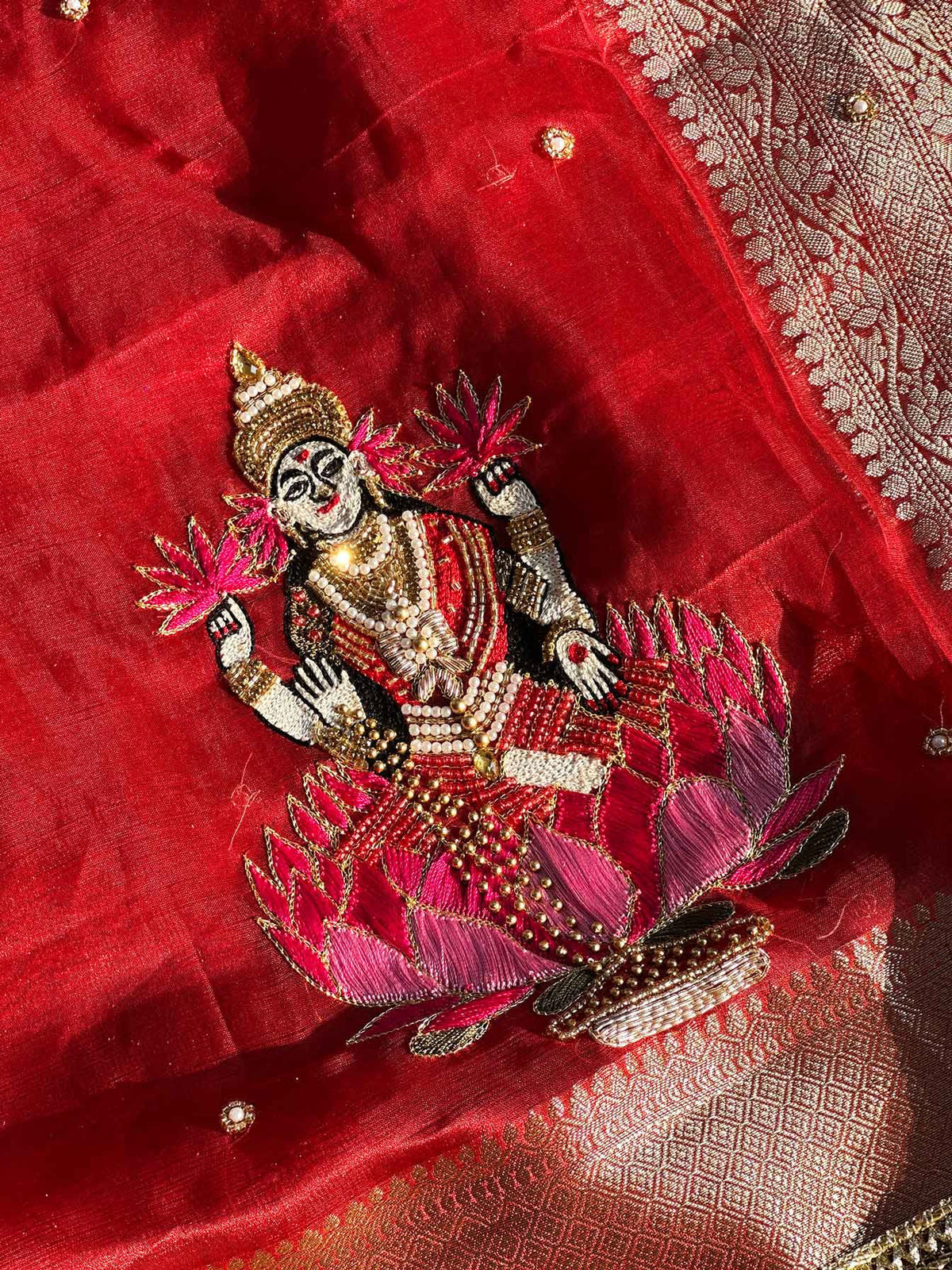 Shree Laxmi Red Banarasi Silk Saree - RV Couture 24