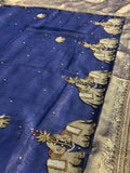 Suvarna Hatti Deep Navy Blue Banarasi Silk Saree - RV Couture 24