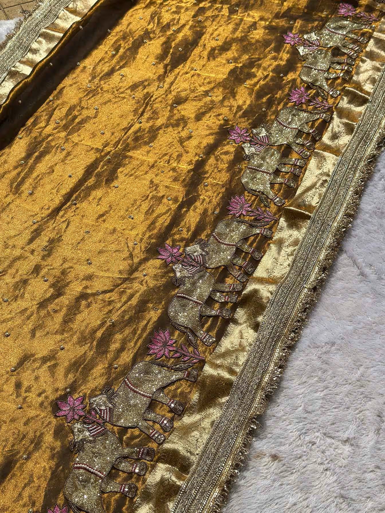 Gajanandi Mehendi Banarasi Silk Saree - RV Couture 24