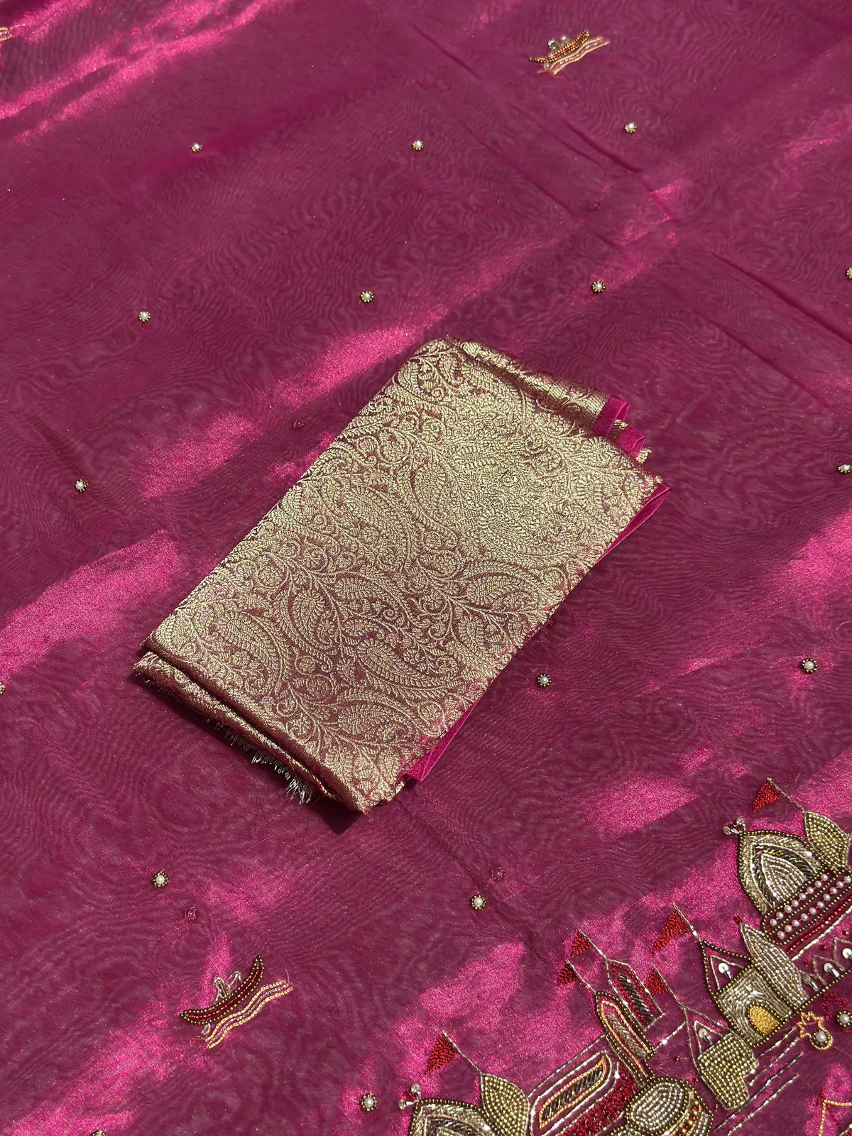 Ghat Pink Banarasi Silk Saree - RV Couture 24