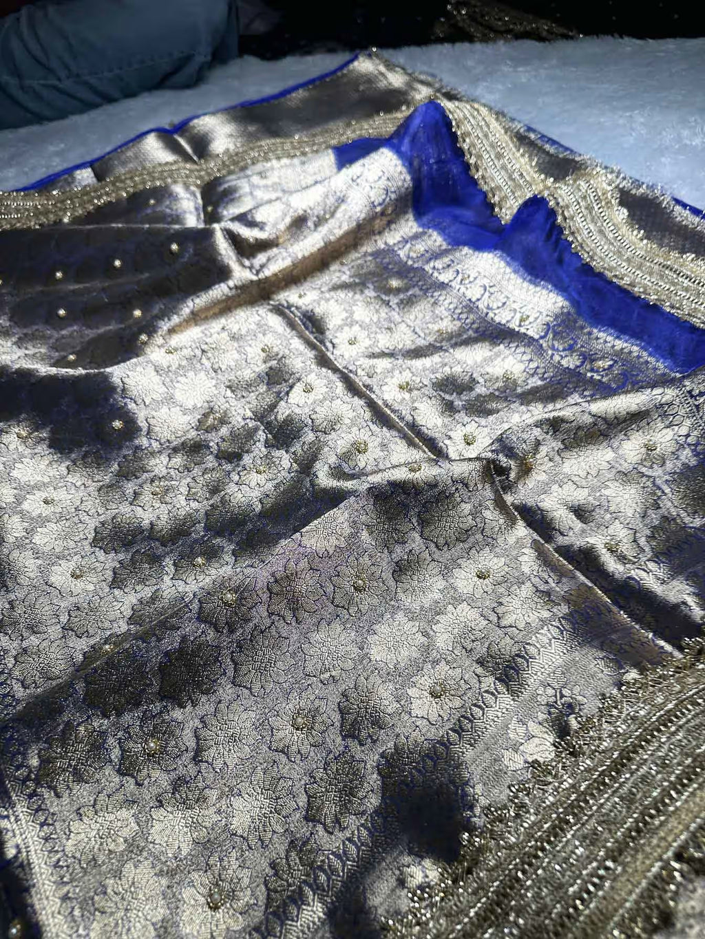 Gajaratna Blue Banarasi Silk Saree - RV Couture 24