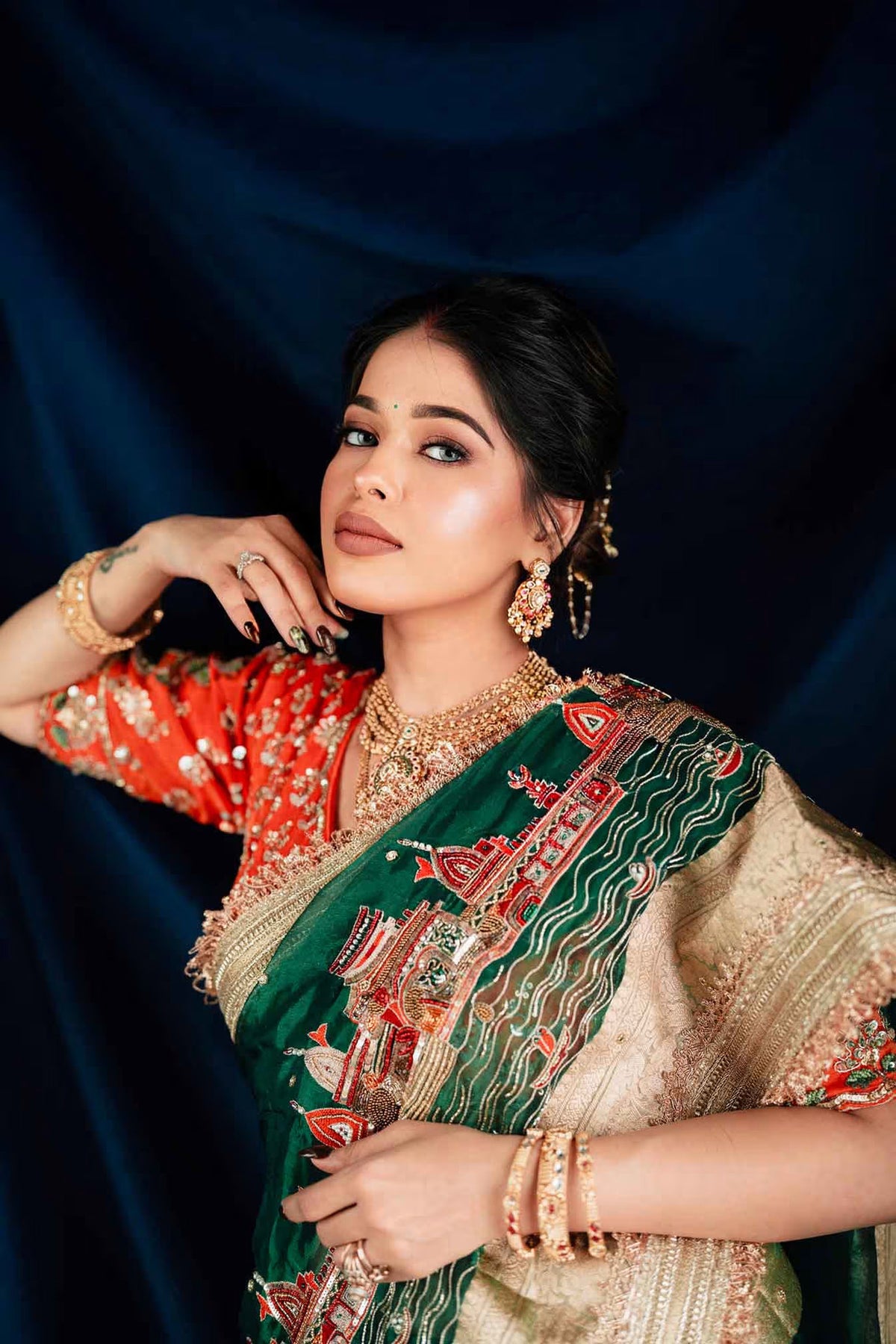Ghat Green Banarasi Silk Saree - RV Couture 24