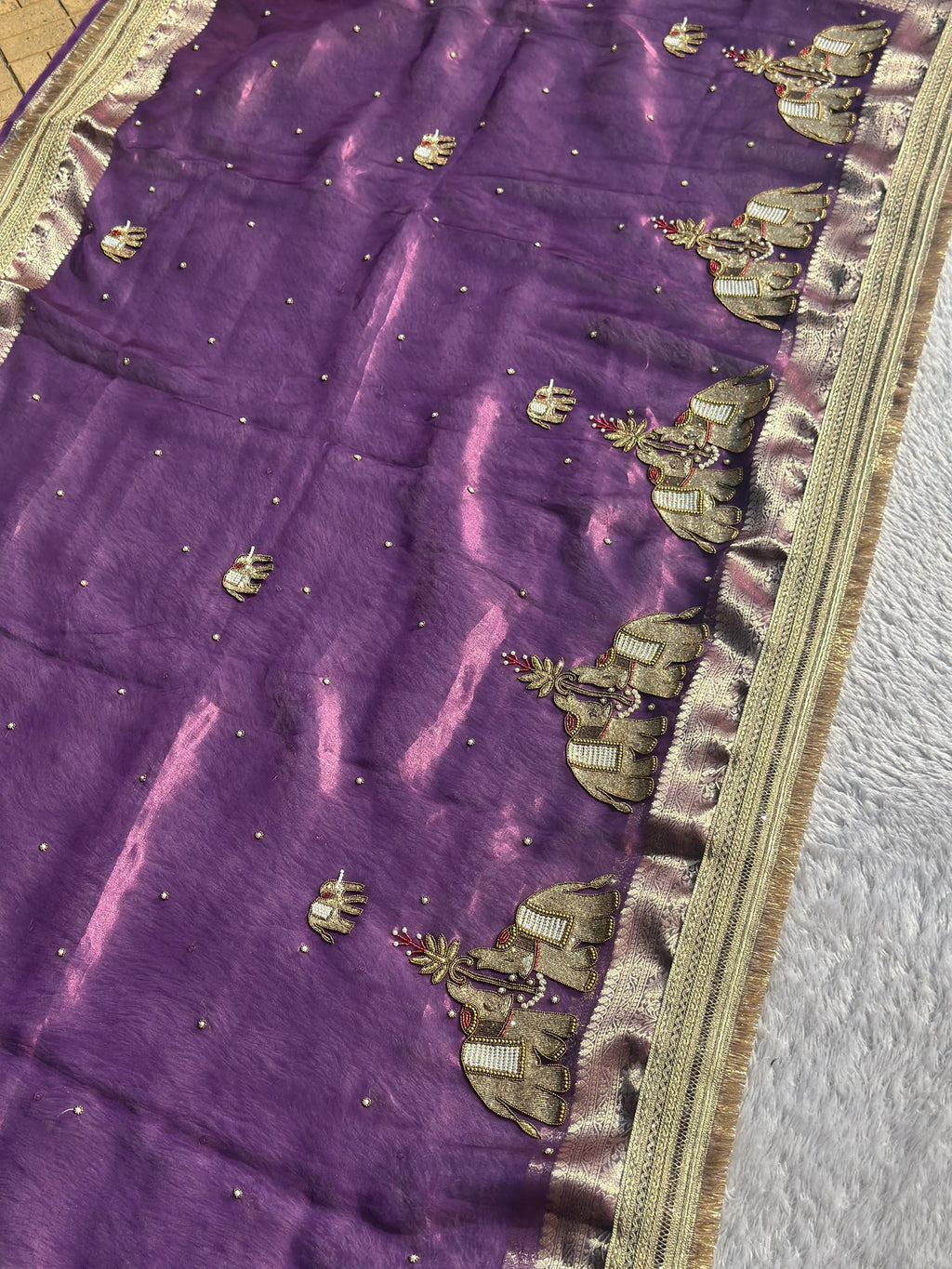 Suvarna Hatti Purple Banarasi Silk Saree - RV Couture 24
