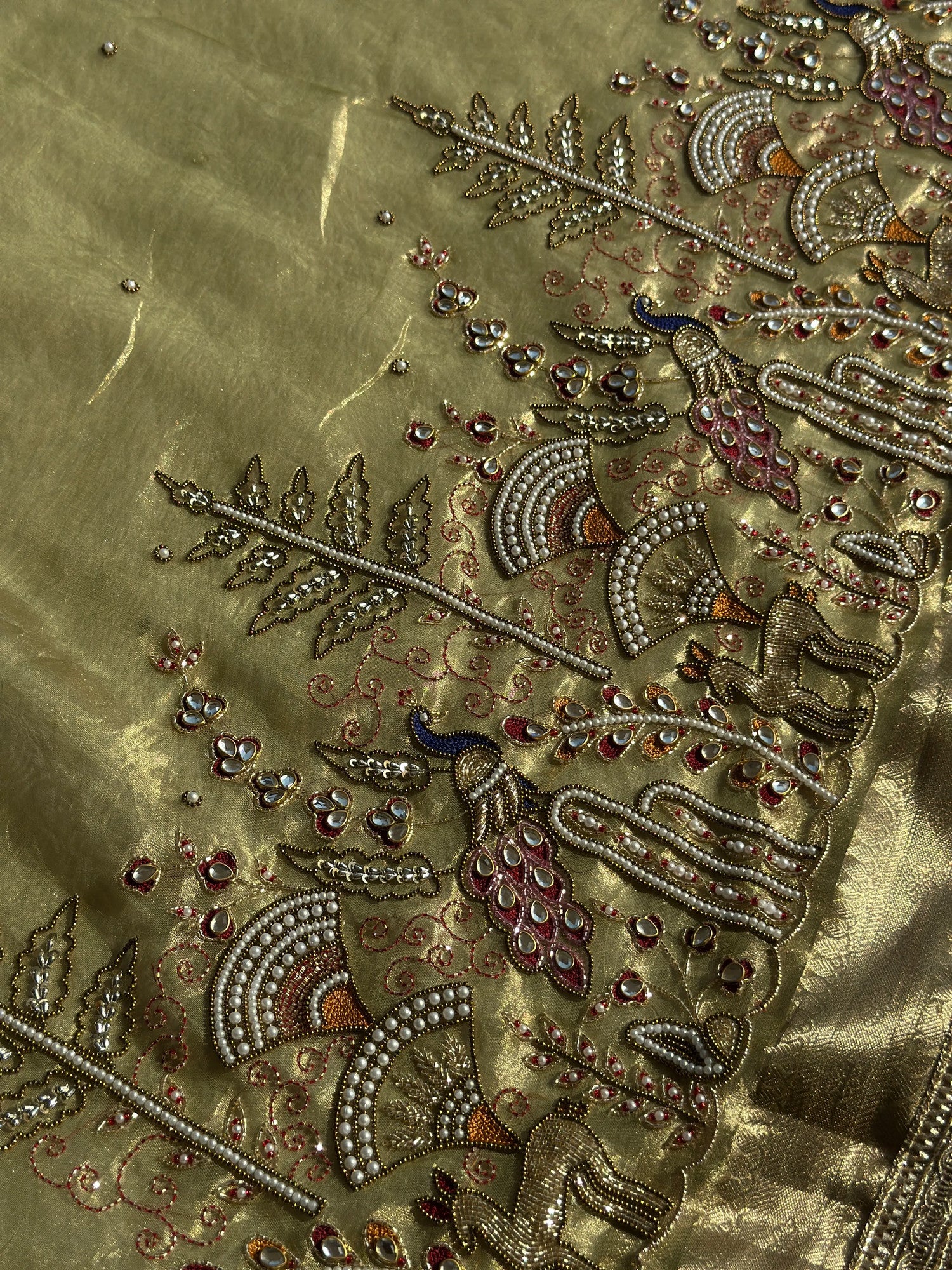 Mor Mahal Pista Banarasi Silk Saree - RV Couture 24