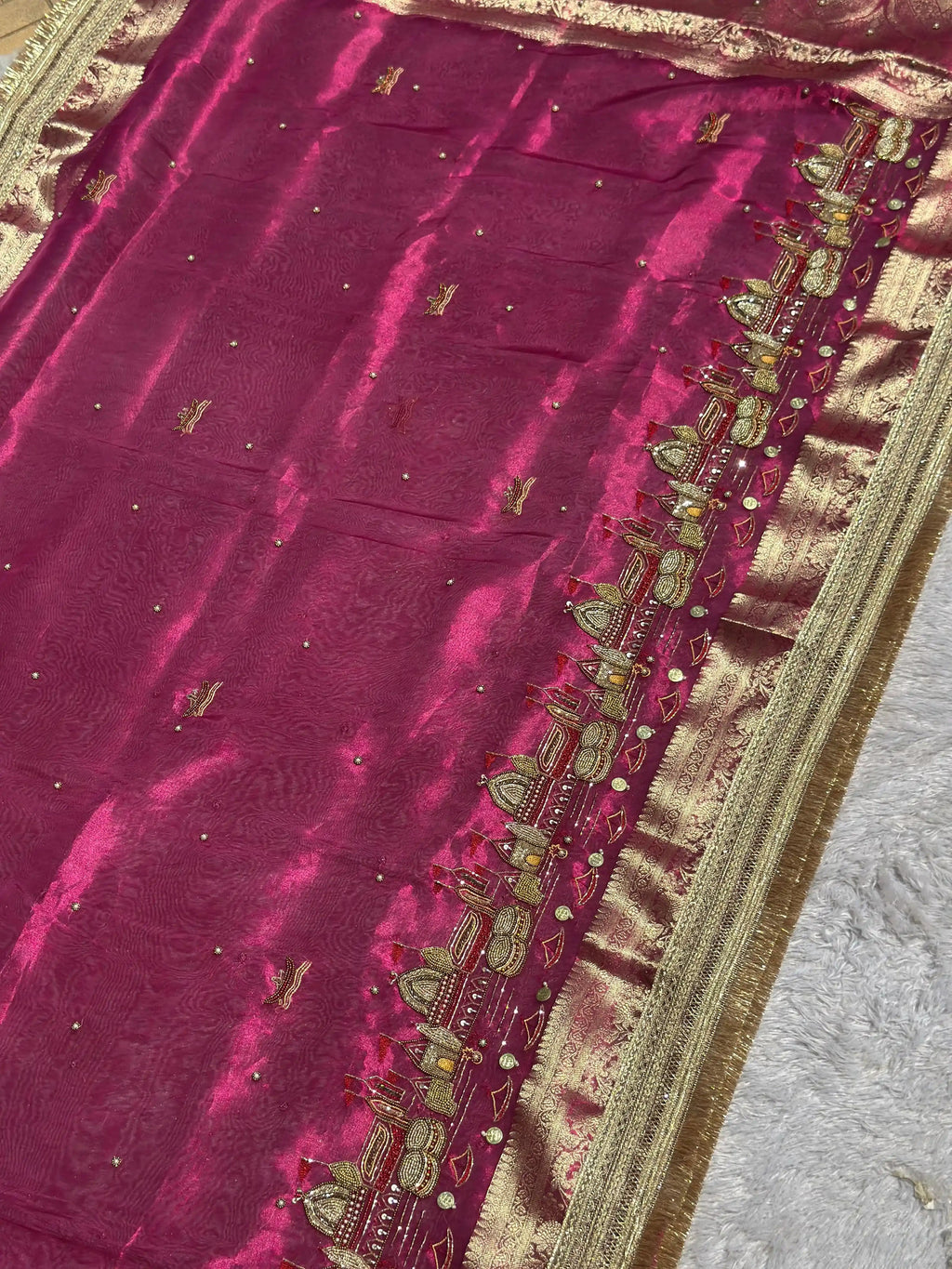 Ghat Pink Banarasi Silk Saree - RV Couture 24