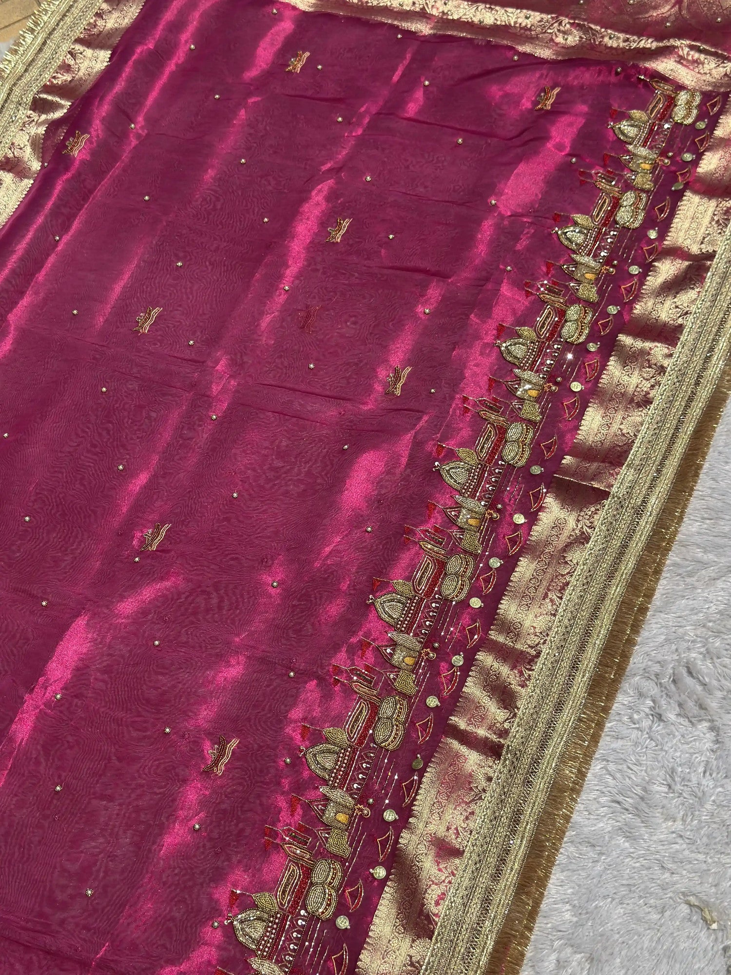 Ghat Pink Banarasi Silk Saree - RV Couture 24