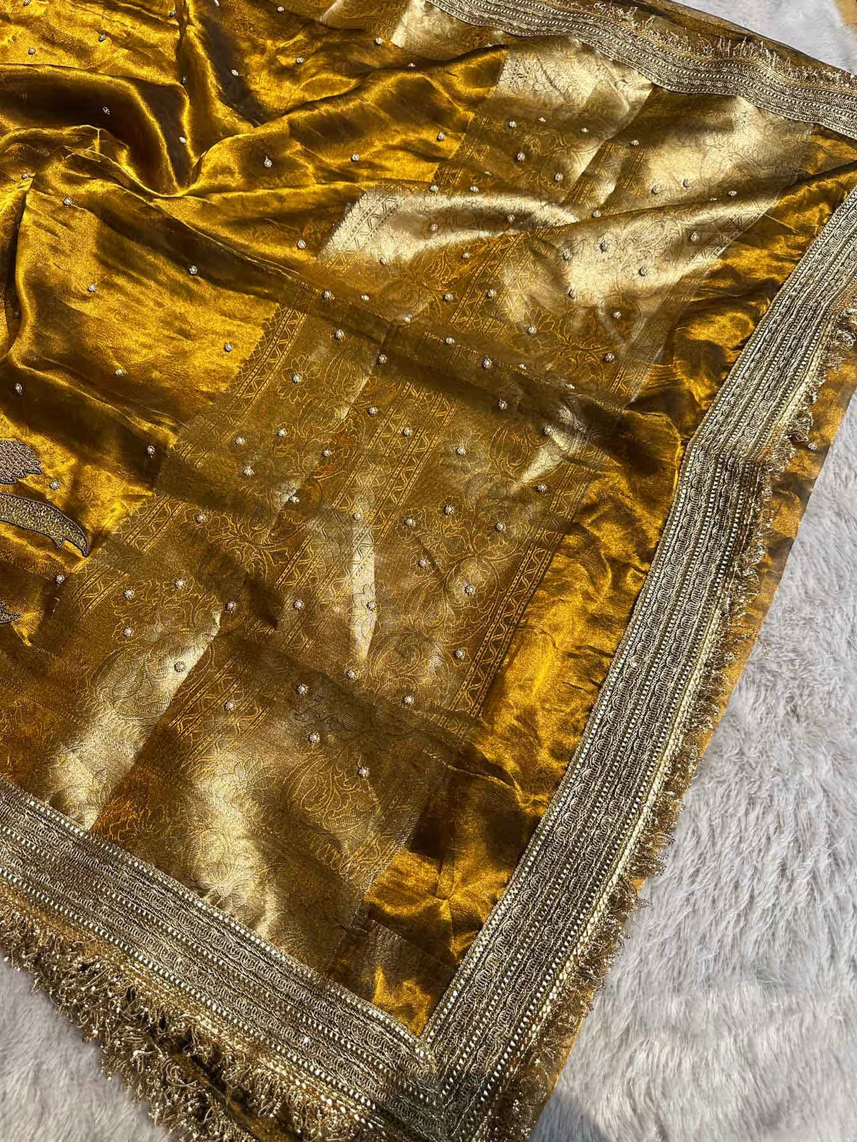 Matsya Rekha Mehendi Banarasi Silk Saree - RV Couture 24