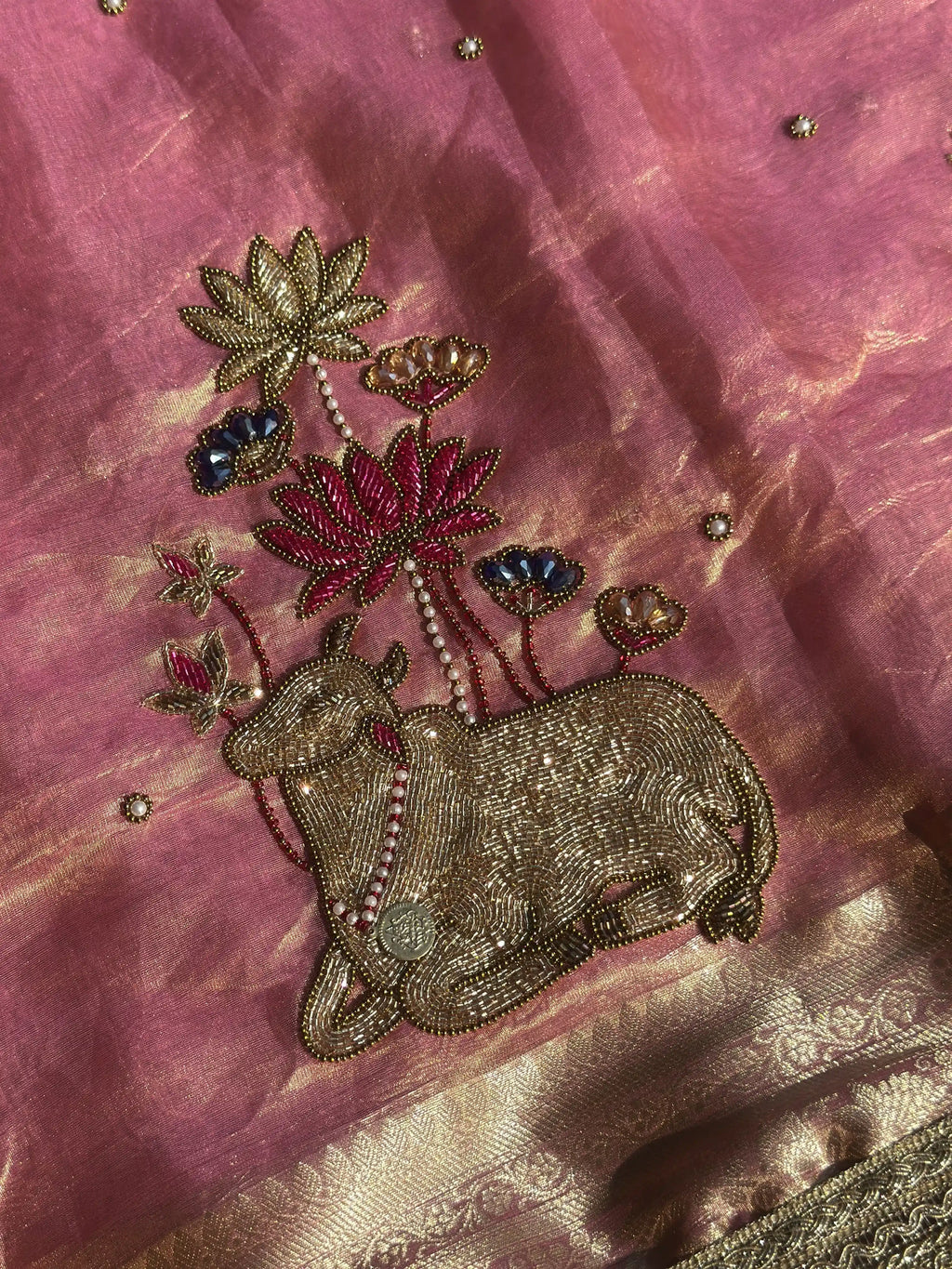 Nandi Pushpa Pink Banarasi Silk Saree - RV Couture 24