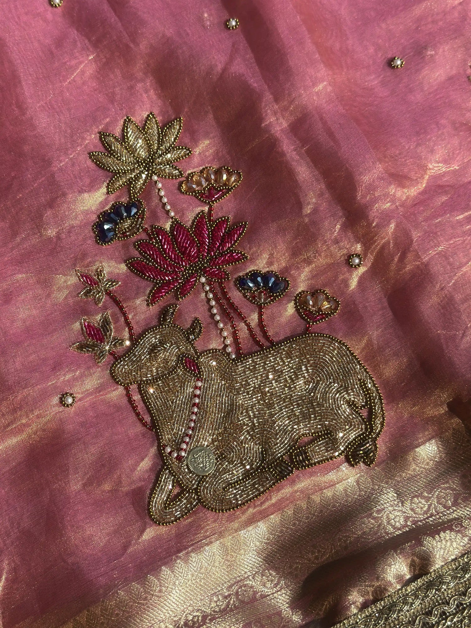 Nandi Pushpa Pink Banarasi Silk Saree - RV Couture 24