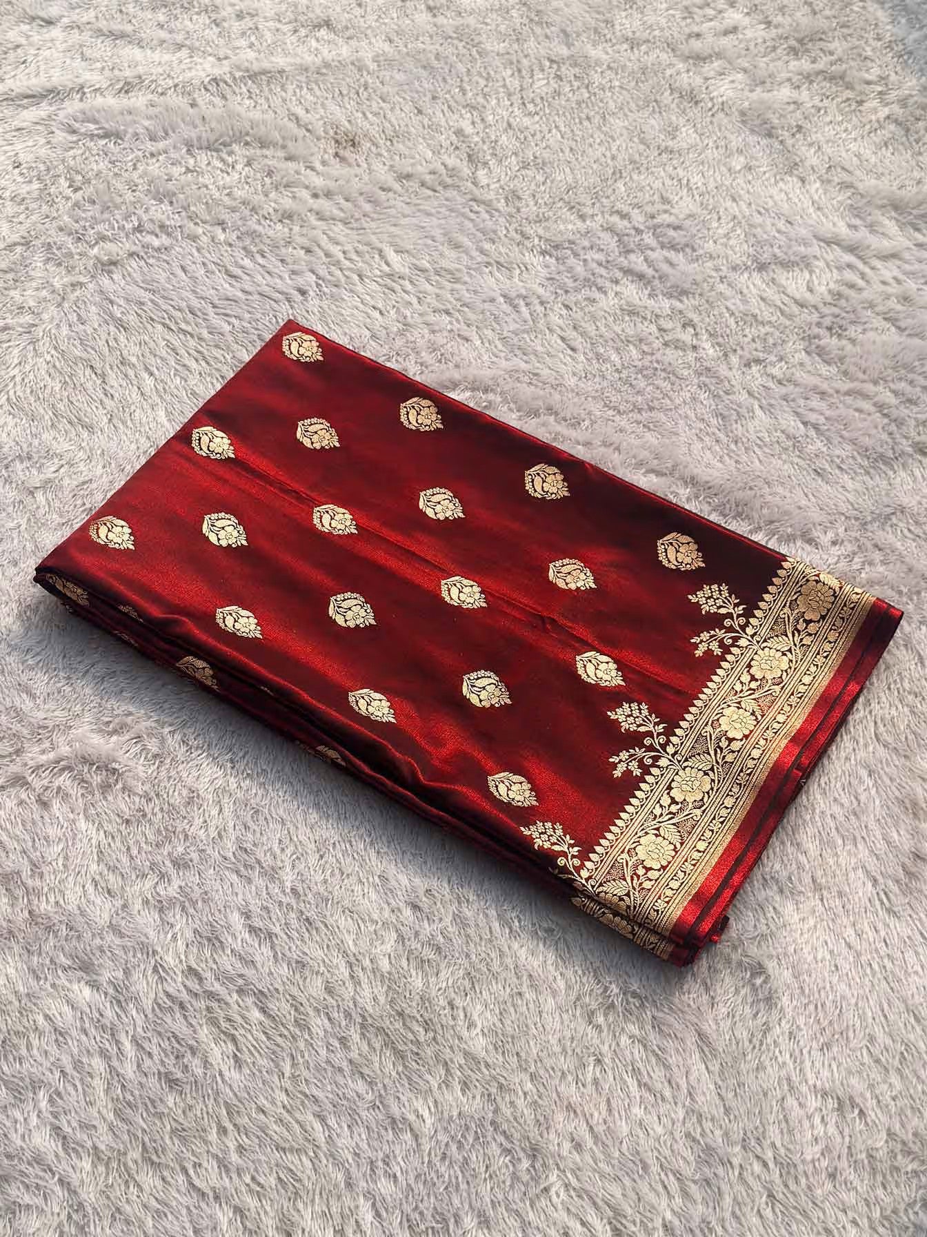 Ranisakhi Maroon Banarasi Silk Saree - RV Couture 24