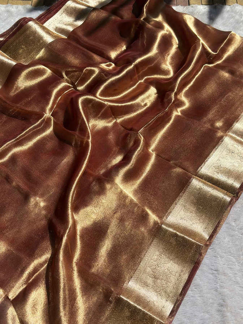 Brown Banarasi Silk Saree - RV Couture 24