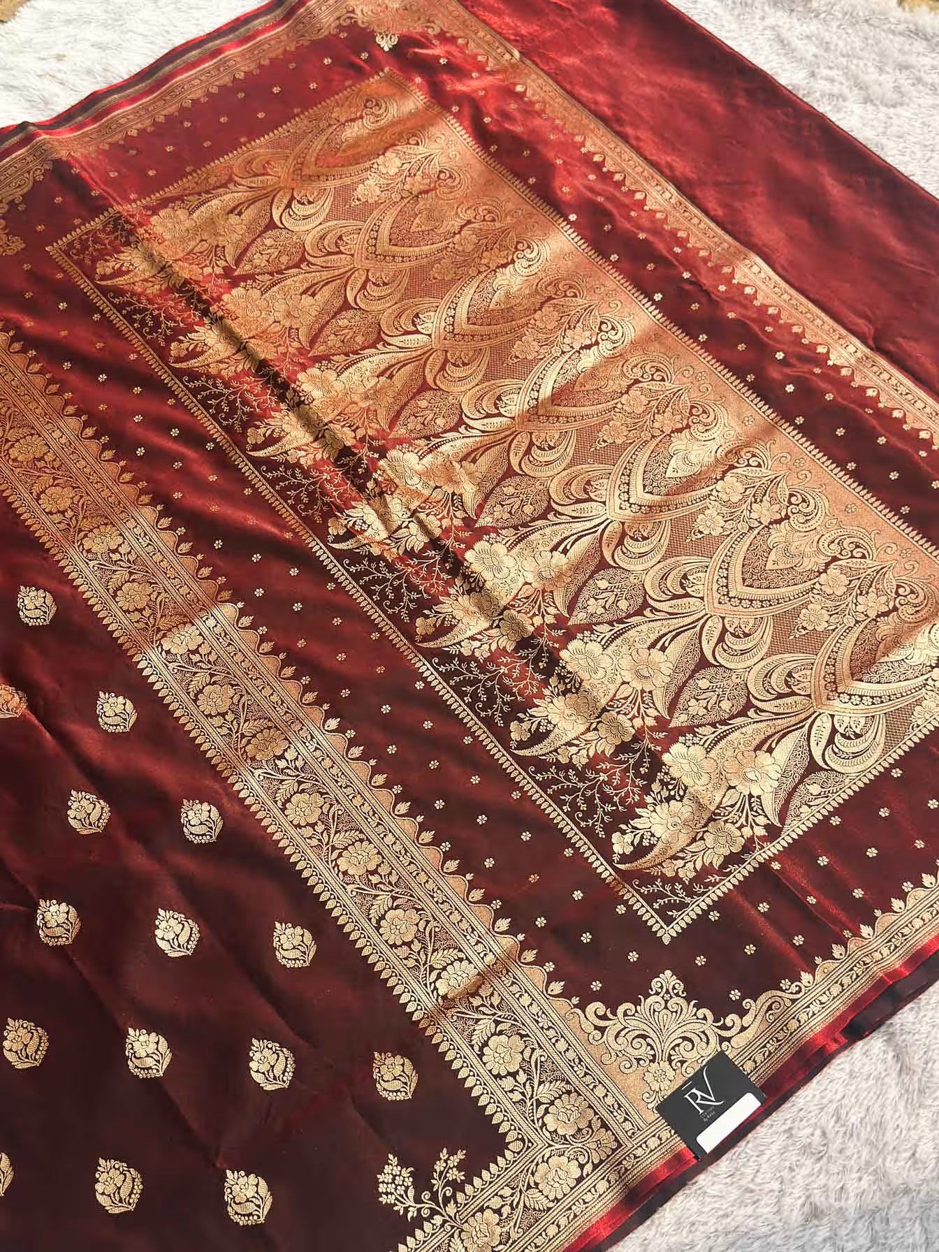 Ranisakhi Maroon Banarasi Silk Saree - RV Couture 24