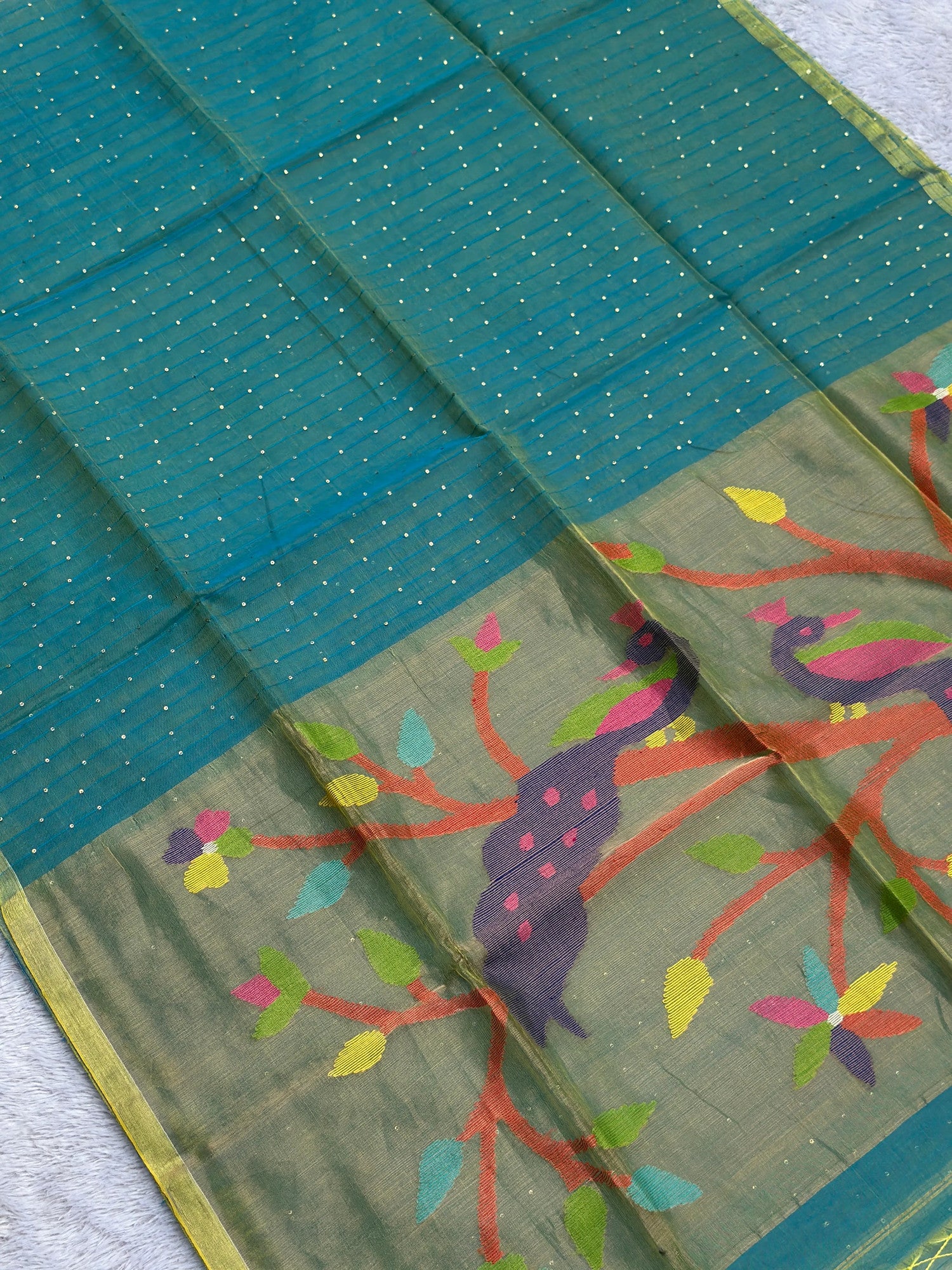 Sky Blue Jamdani Saree - RV Couture 24