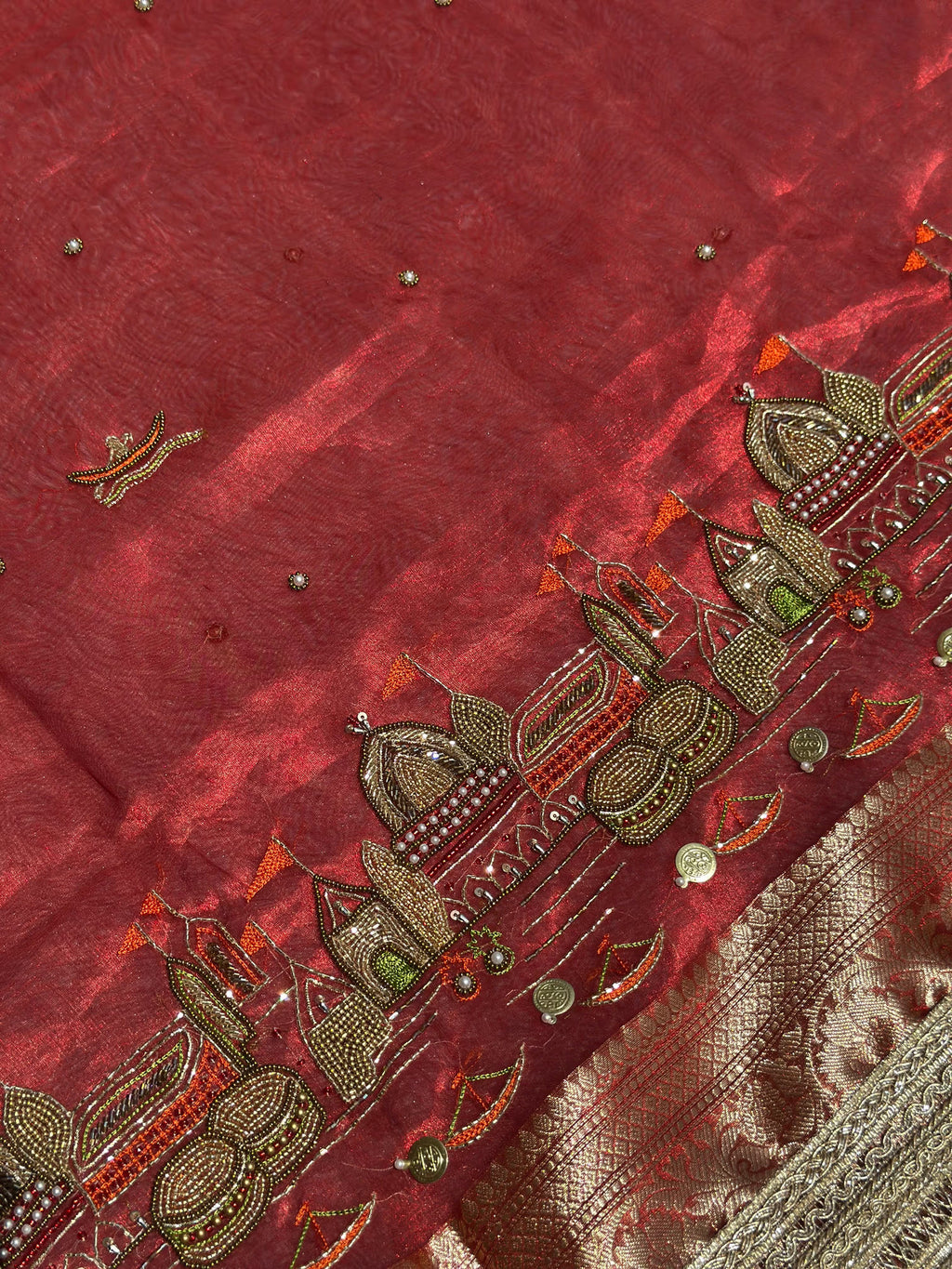 Ghat Red Banarasi Silk Saree - RV Couture 24