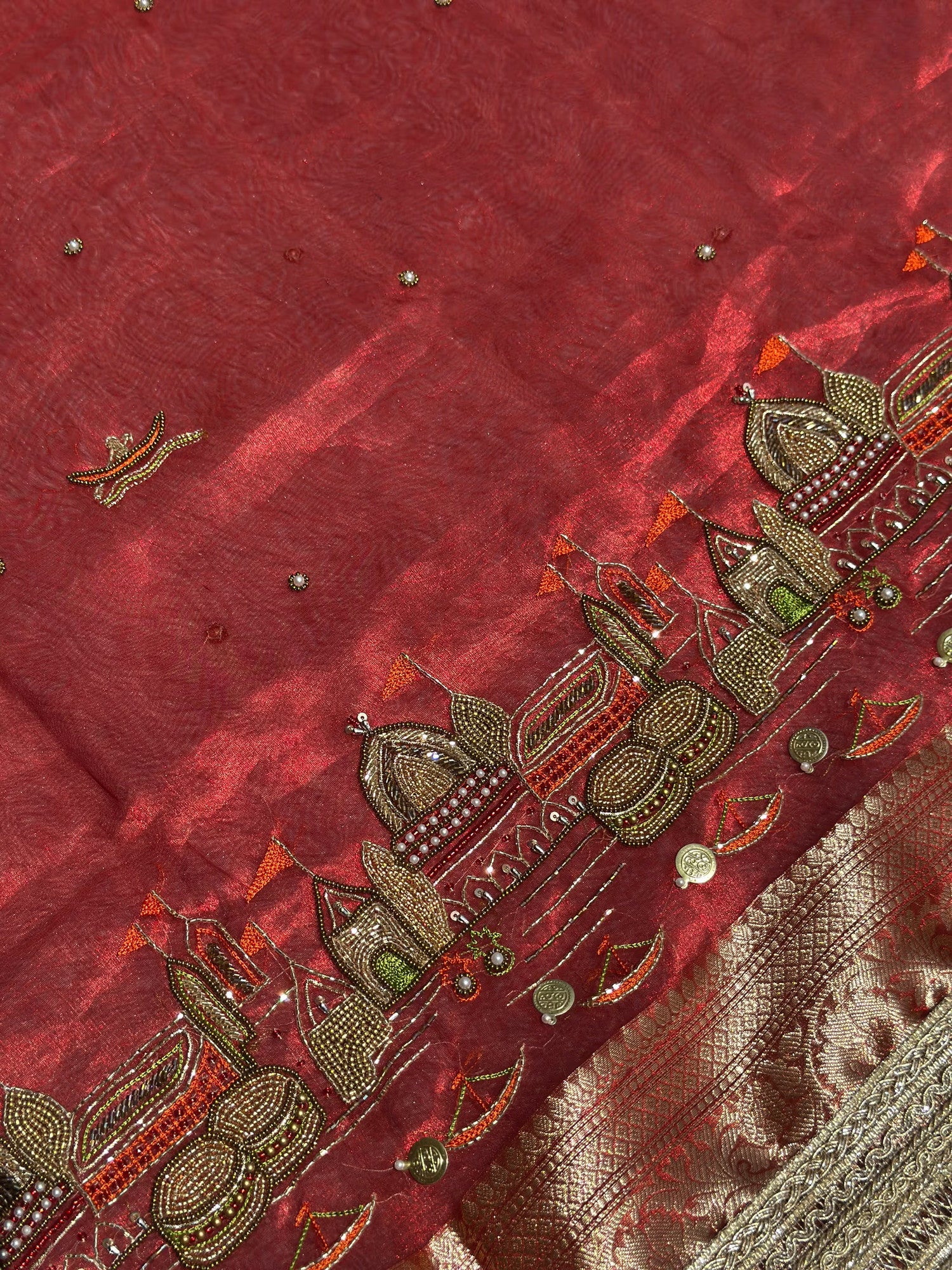 Ghat Red Banarasi Silk Saree - RV Couture 24