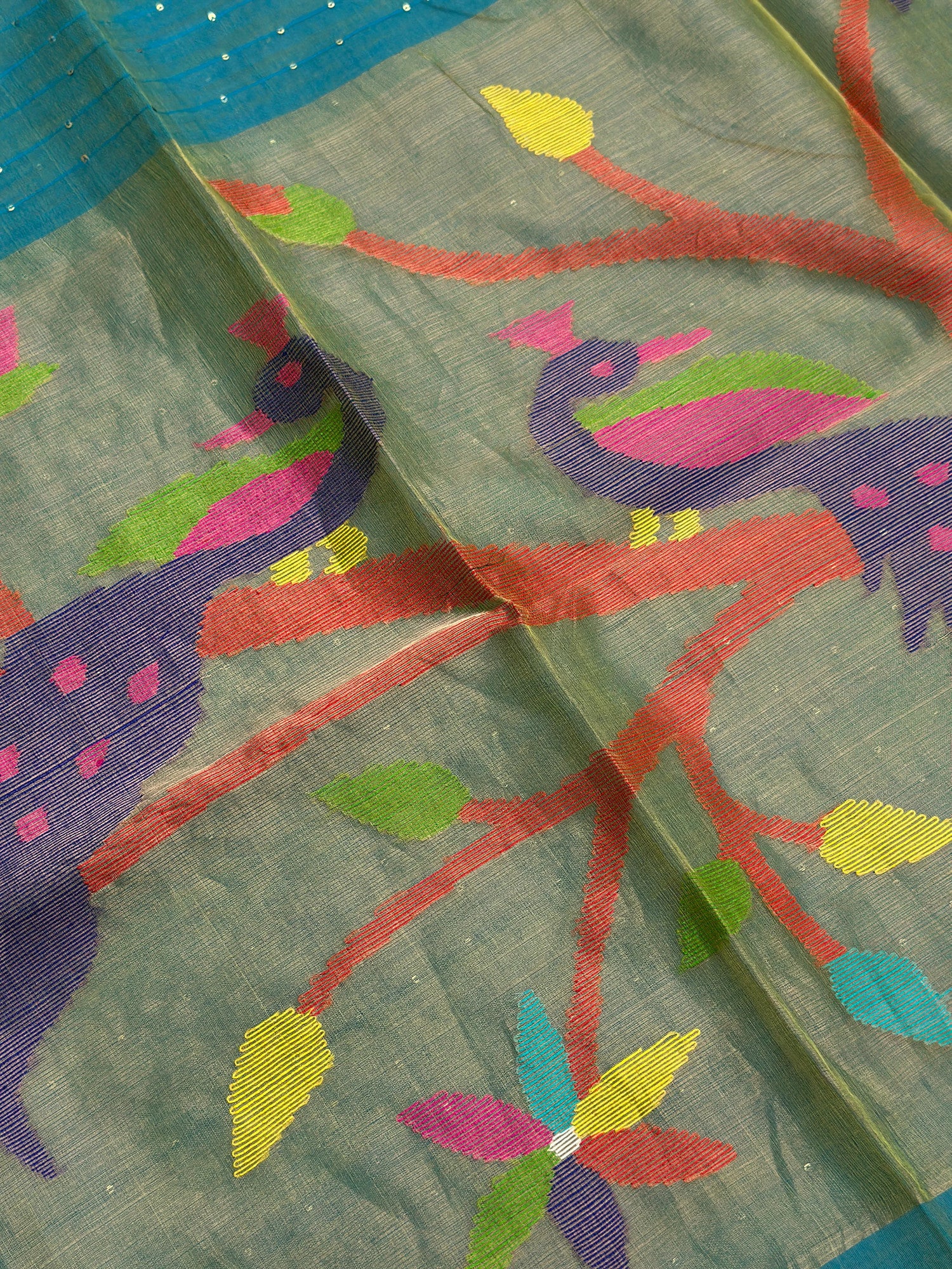 Sky Blue Jamdani Saree - RV Couture 24