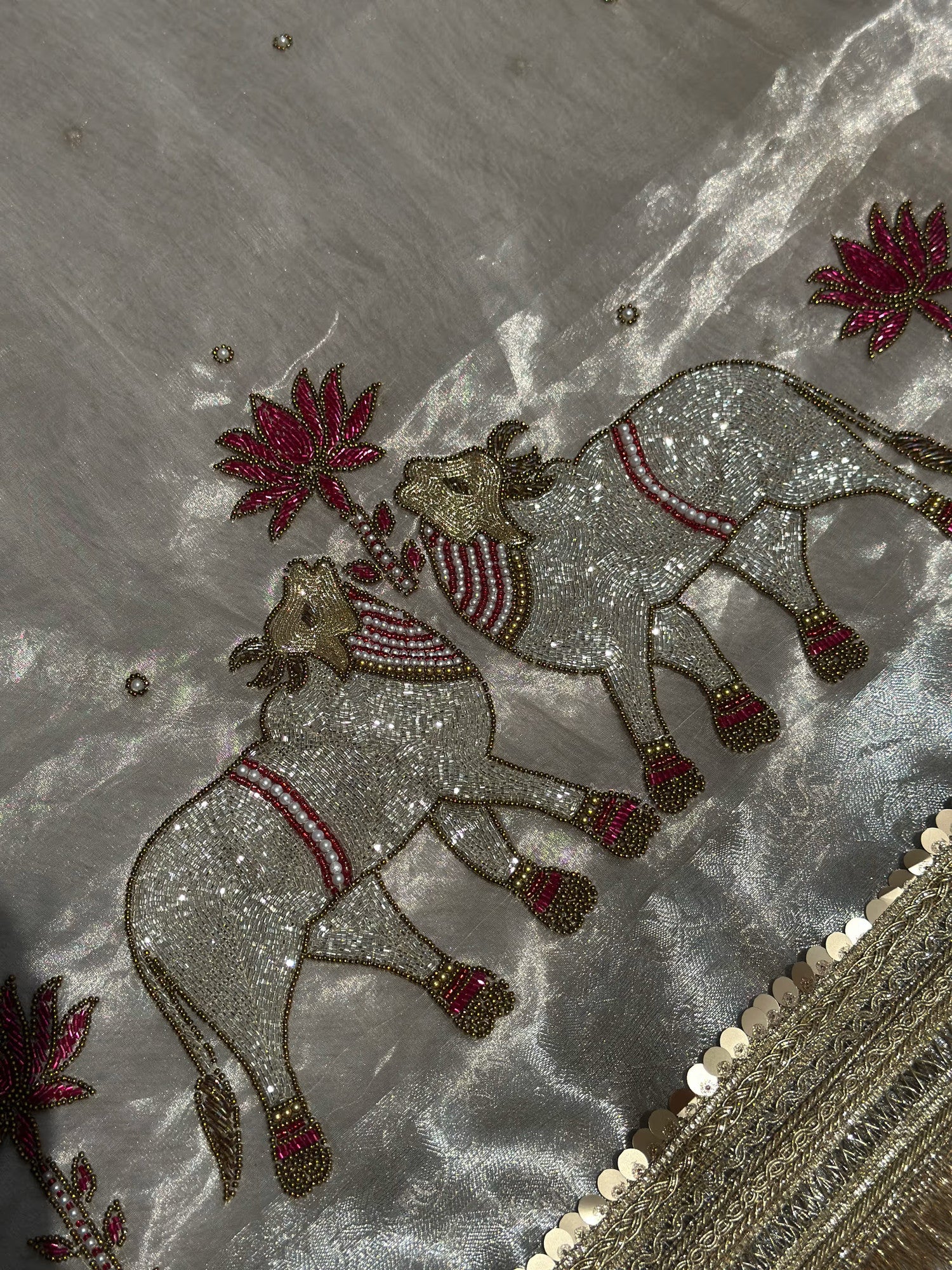 Gajanandi Silver Banarasi Silk Saree - RV Couture 24
