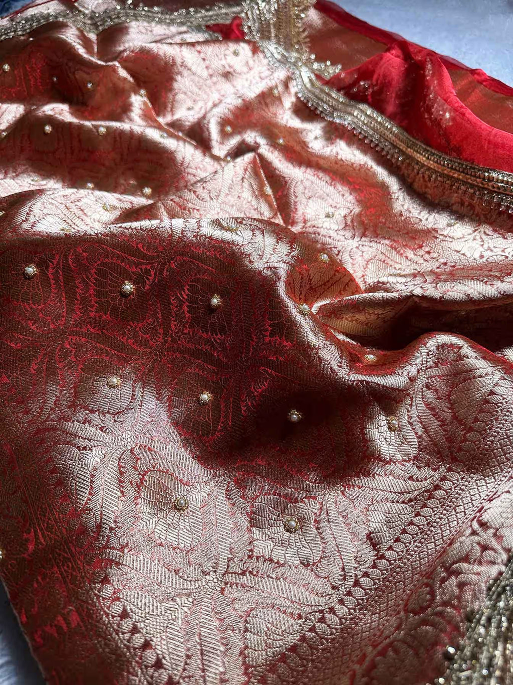 Gajaratna Red Banarasi Silk Saree - RV Couture 24