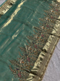 Mor Mahal Teal Green Banarasi Silk Saree - RV Couture 24