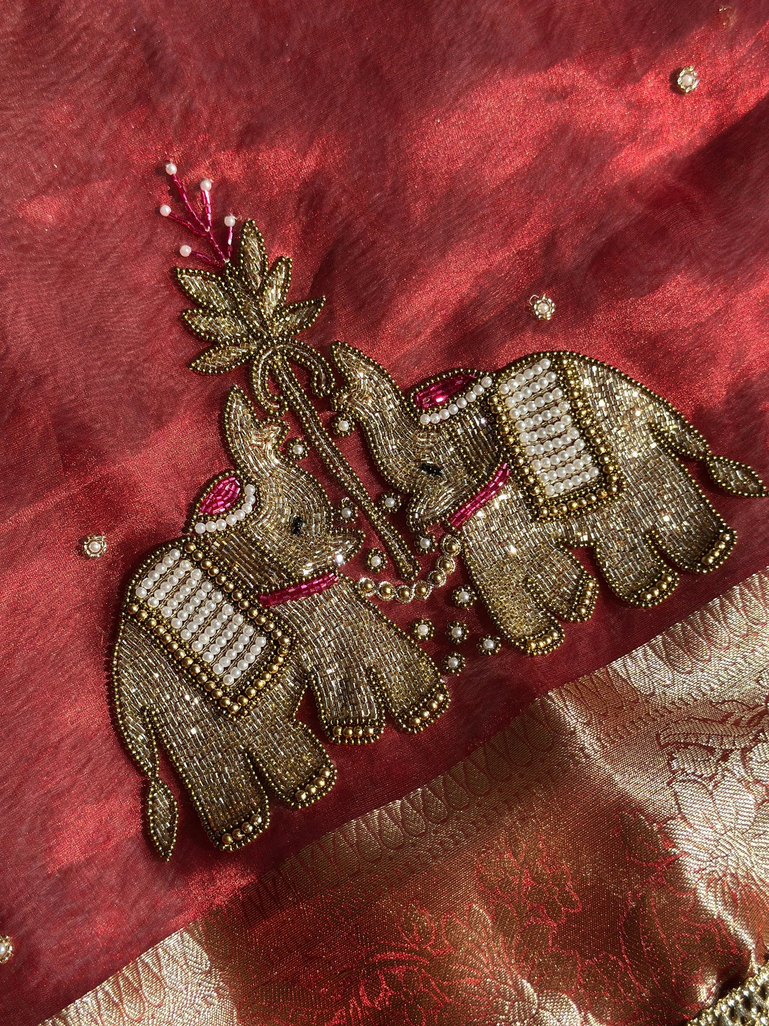 Suvarna Hatti Red Banarasi Silk Saree - RV Couture 24