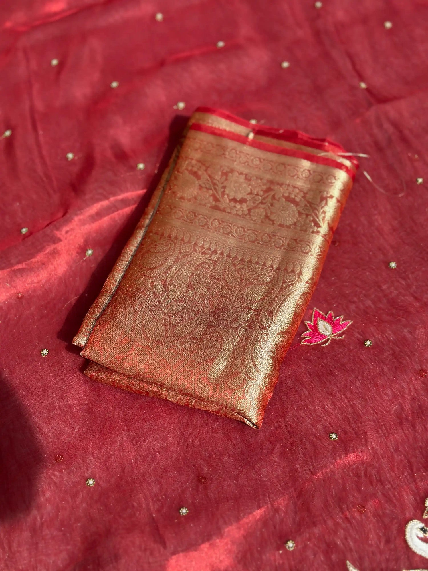 Rajhans Red Banarasi Silk Saree - RV Couture 24