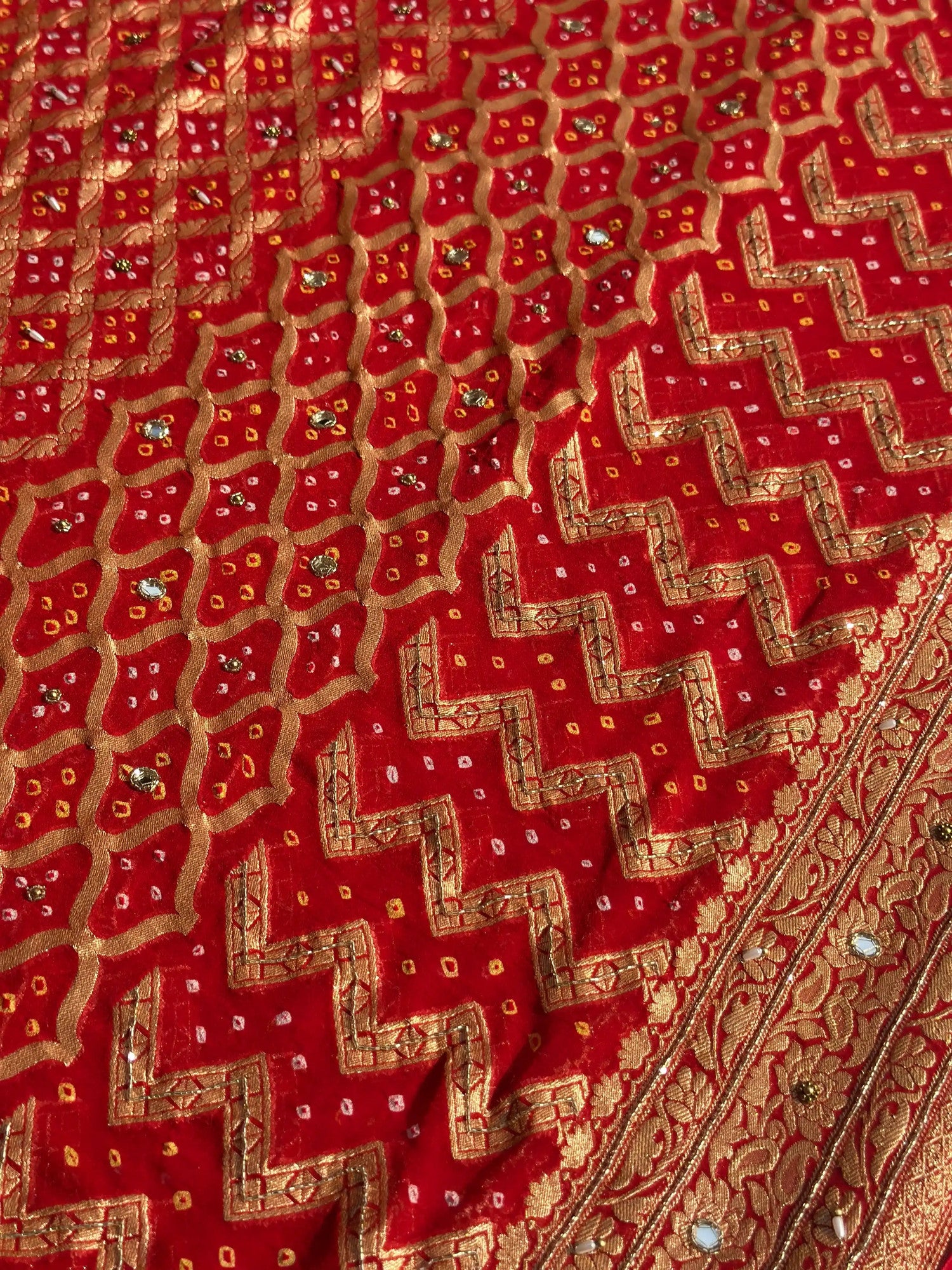 Bandhej Red Banarasi Silk Saree - RV Couture 24