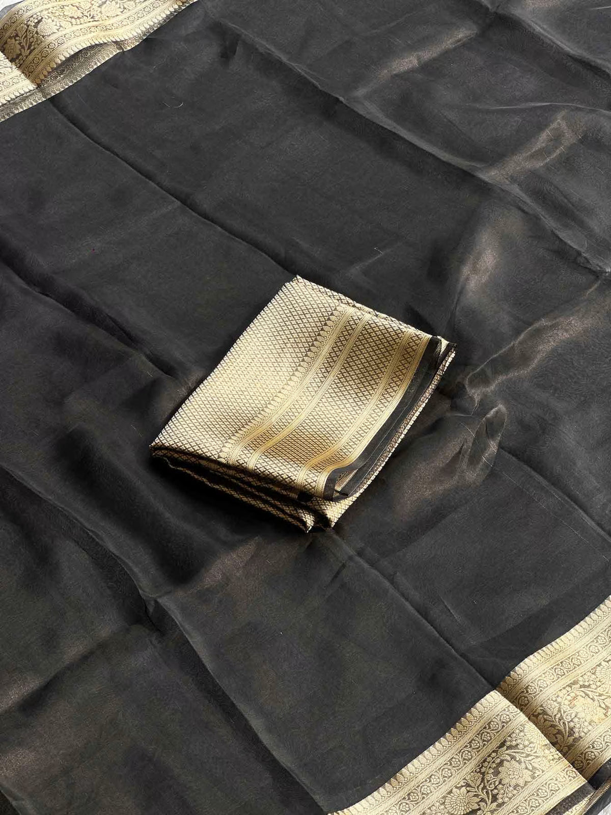 Black Banarasi Silk Saree - RV Couture 24