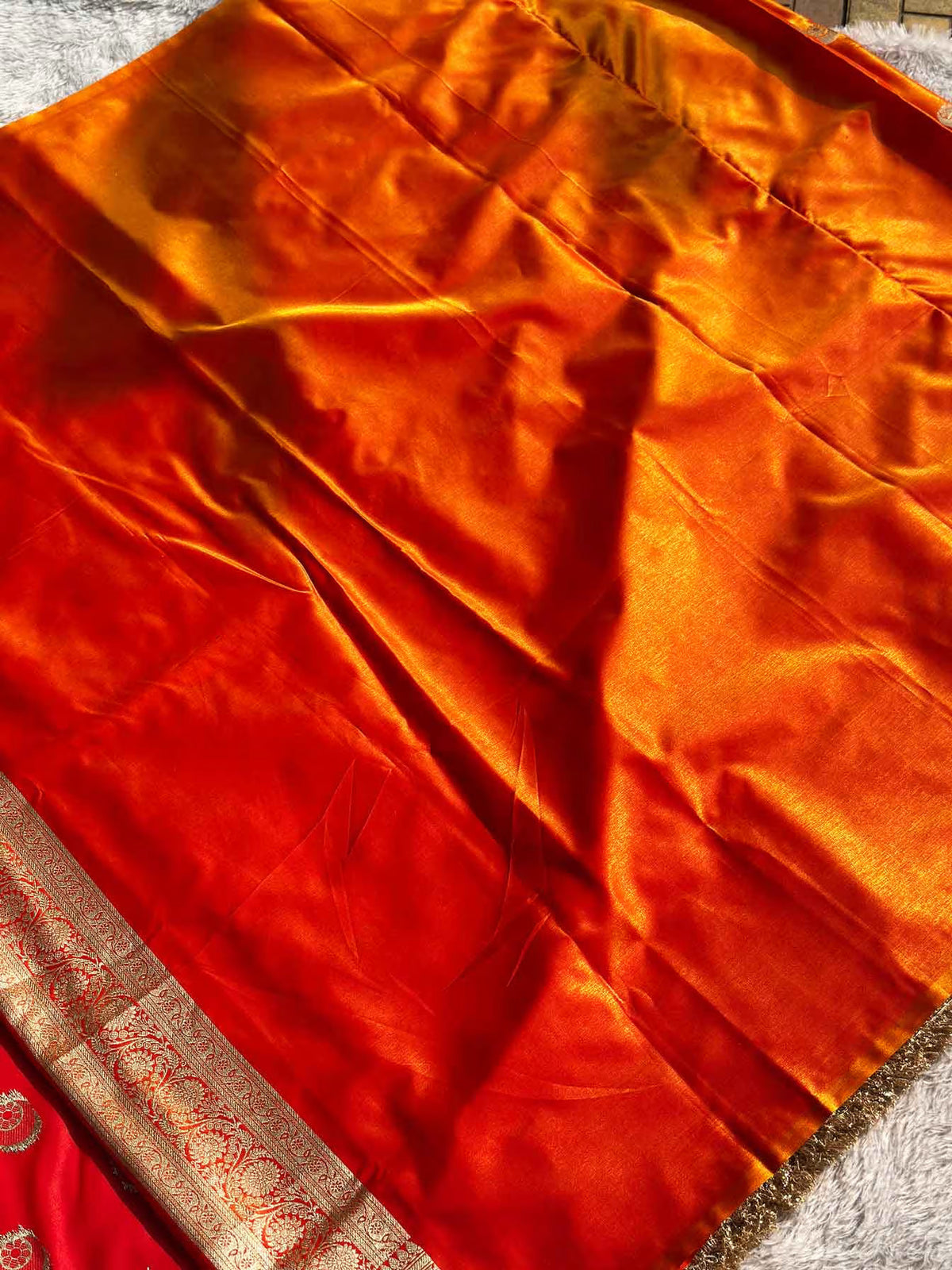 Chand Tara Orange Banarasi Silk Saree - RV Couture 24