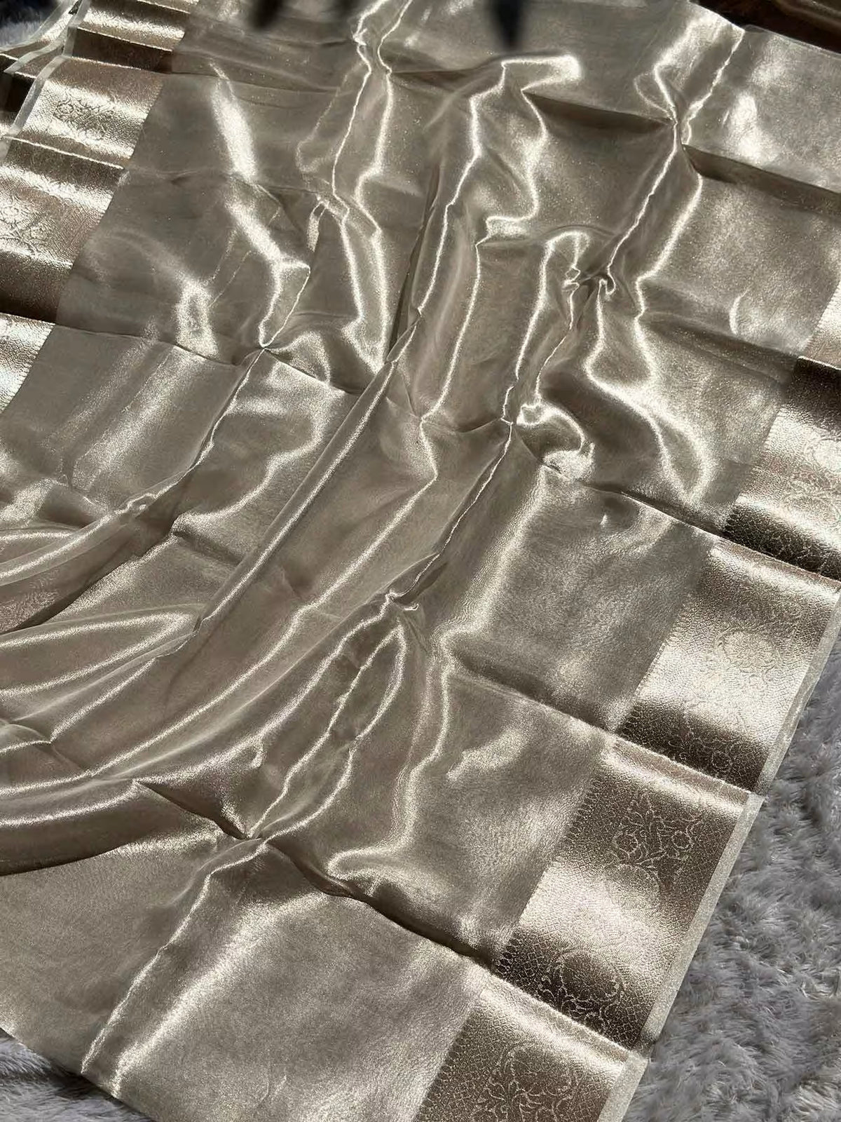 Silver Banarasi Silk Saree - RV Couture 24